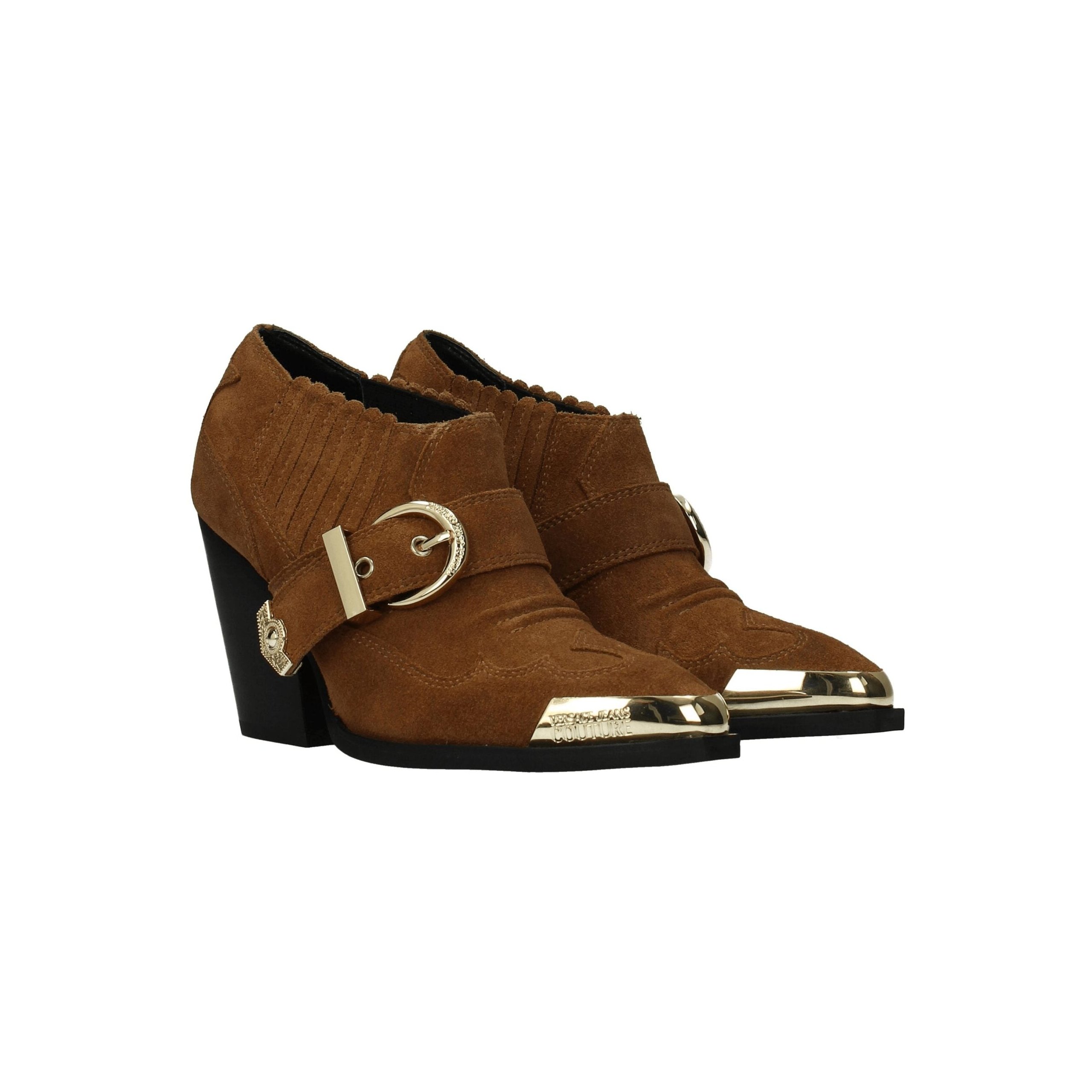 Versace Jeans Suede Block Heel Bootie — Brown, view 2