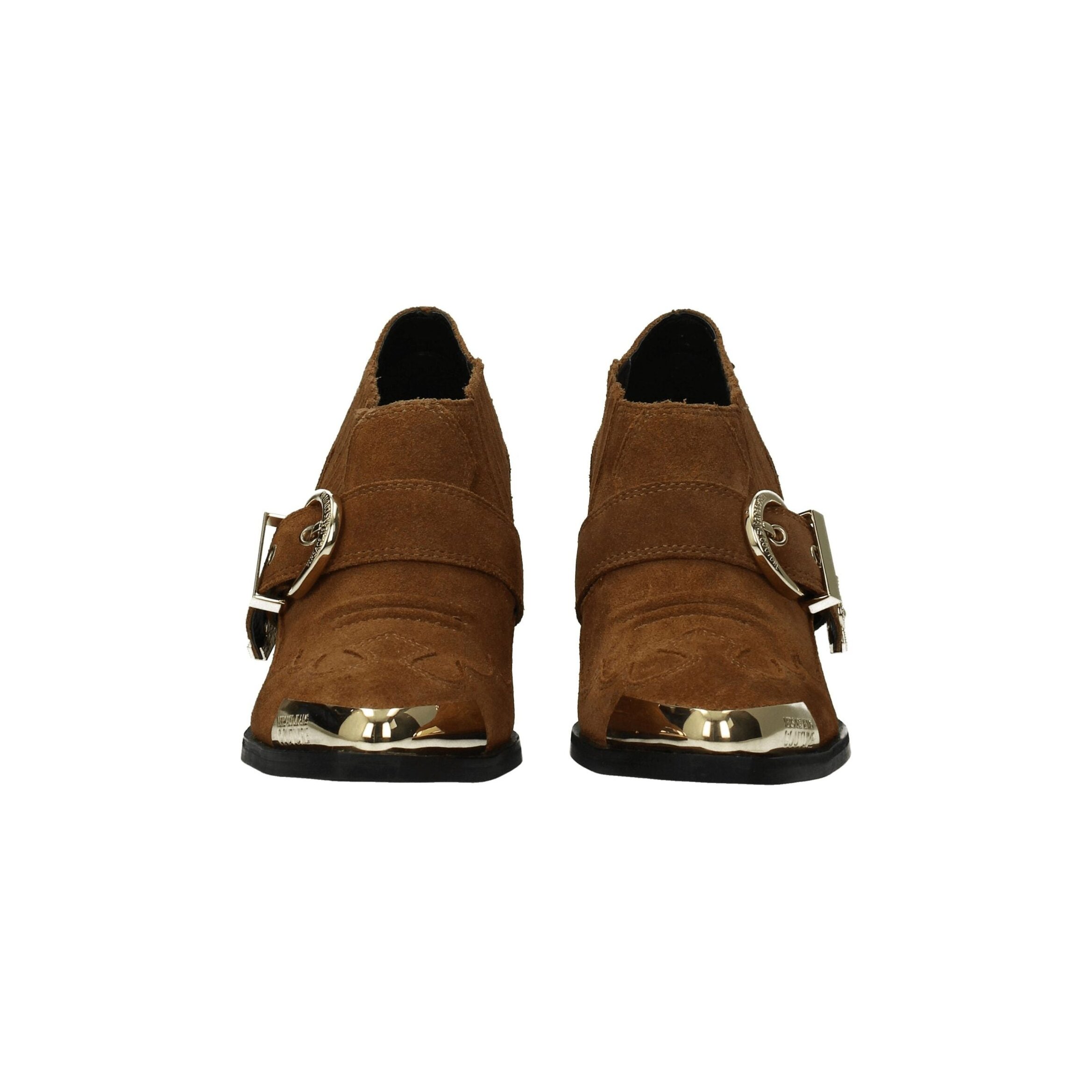 Versace Jeans Suede Block Heel Bootie — Brown, view 3