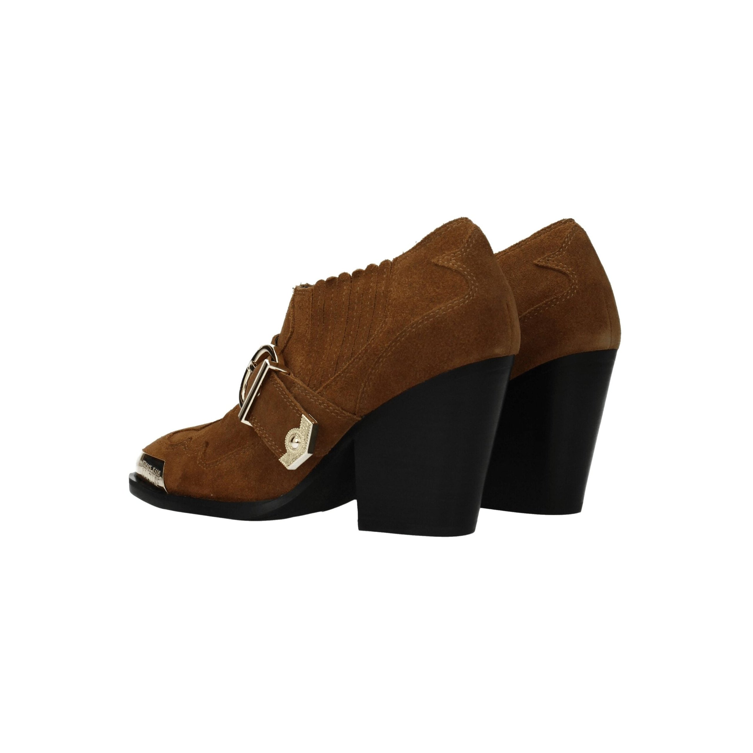 Versace Jeans Suede Block Heel Bootie — Brown, view 4