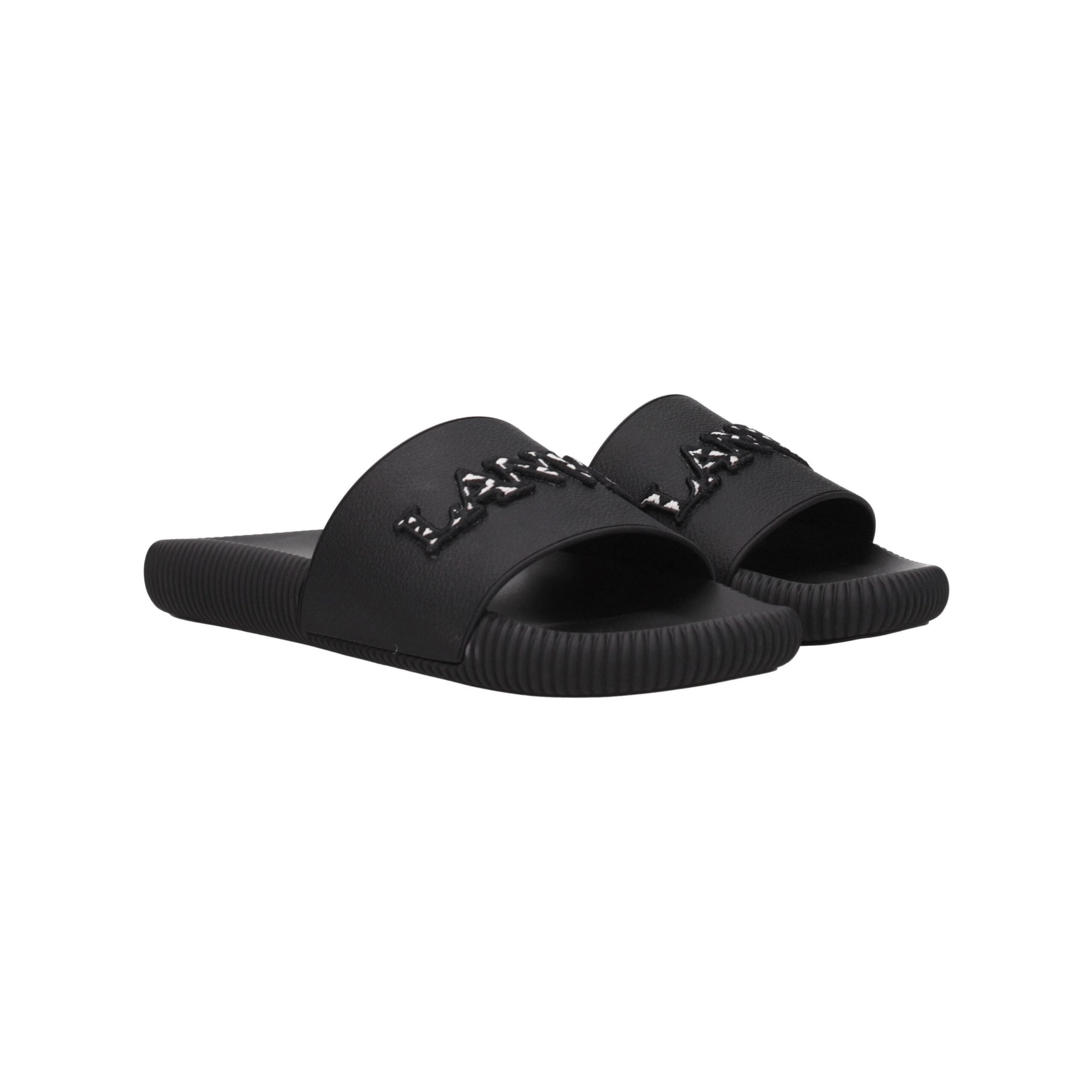 Lanvin Logo Embroidered Slippers — Black, view 2