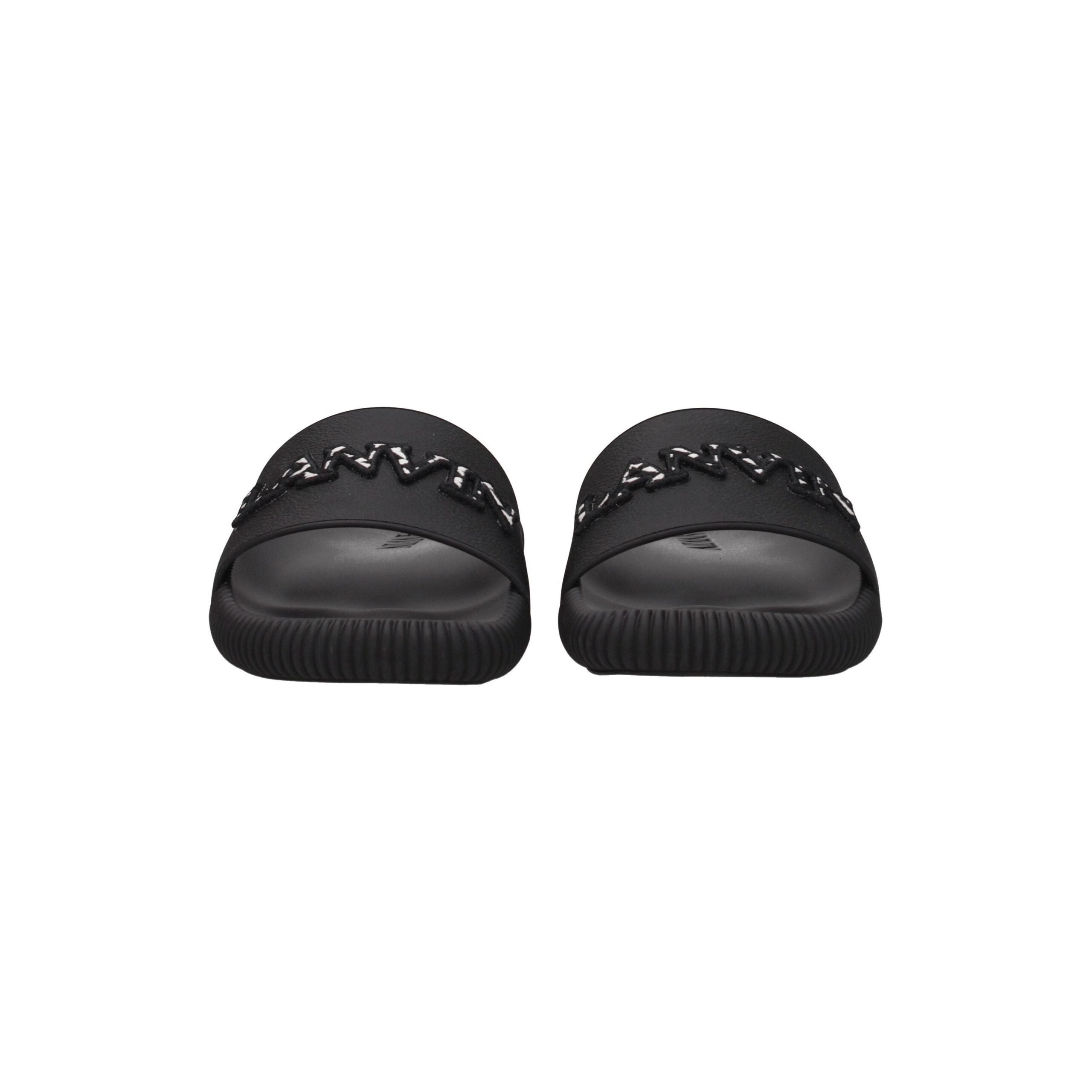 Lanvin Logo Embroidered Slippers — Black, view 3