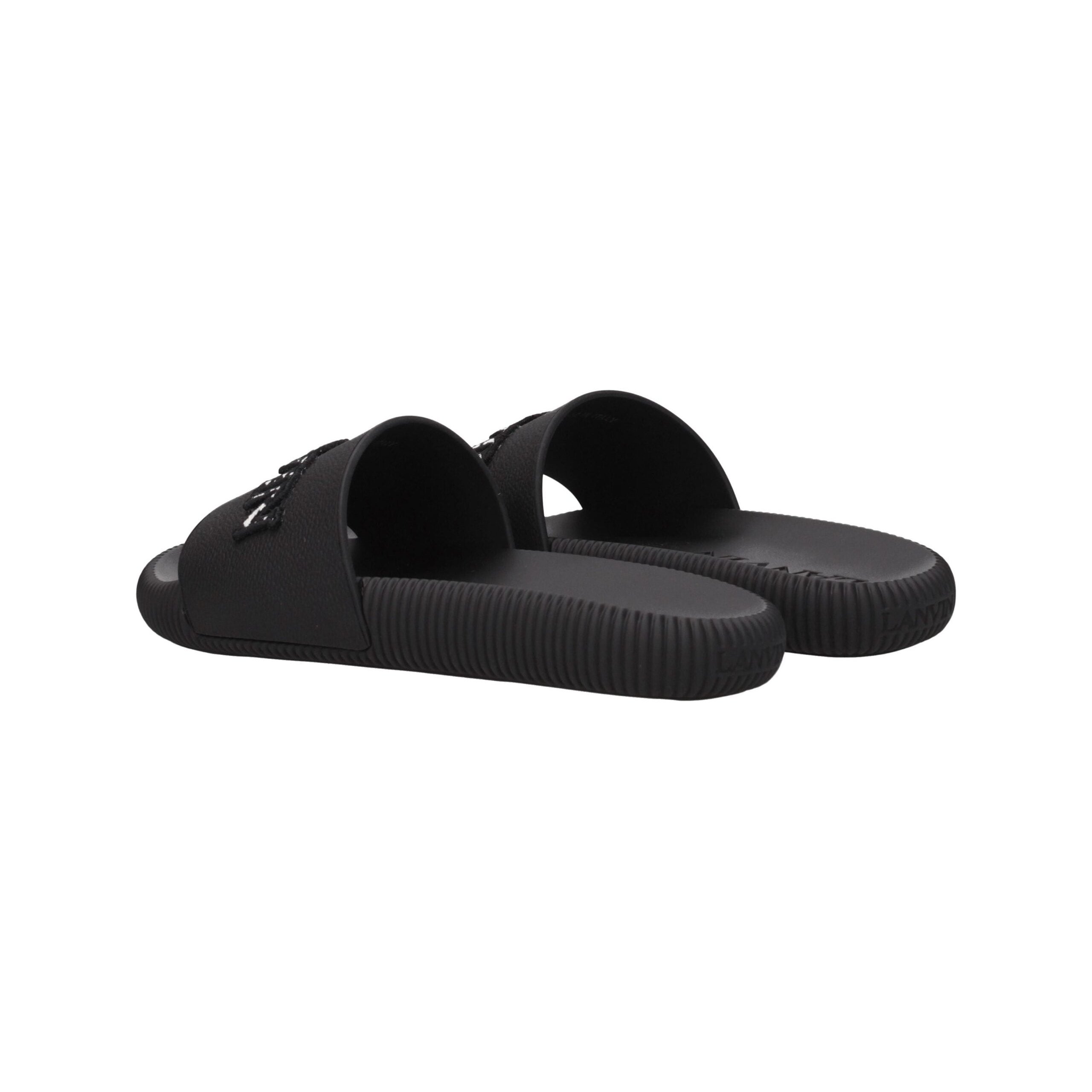 Lanvin Logo Embroidered Slippers — Black, view 4