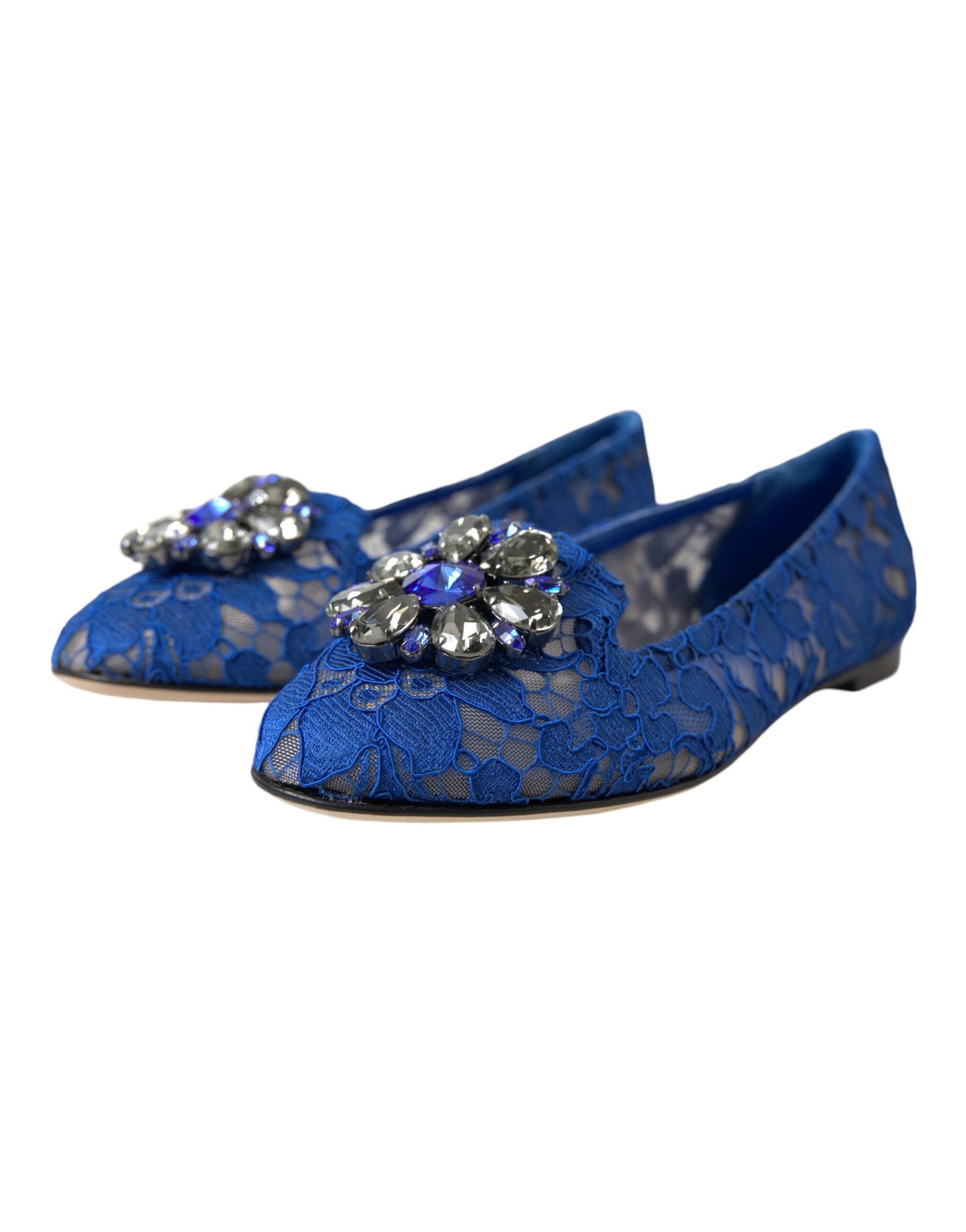Dolce & Gabbana Lace Crystal-Embellished Flat — Blue, view 2