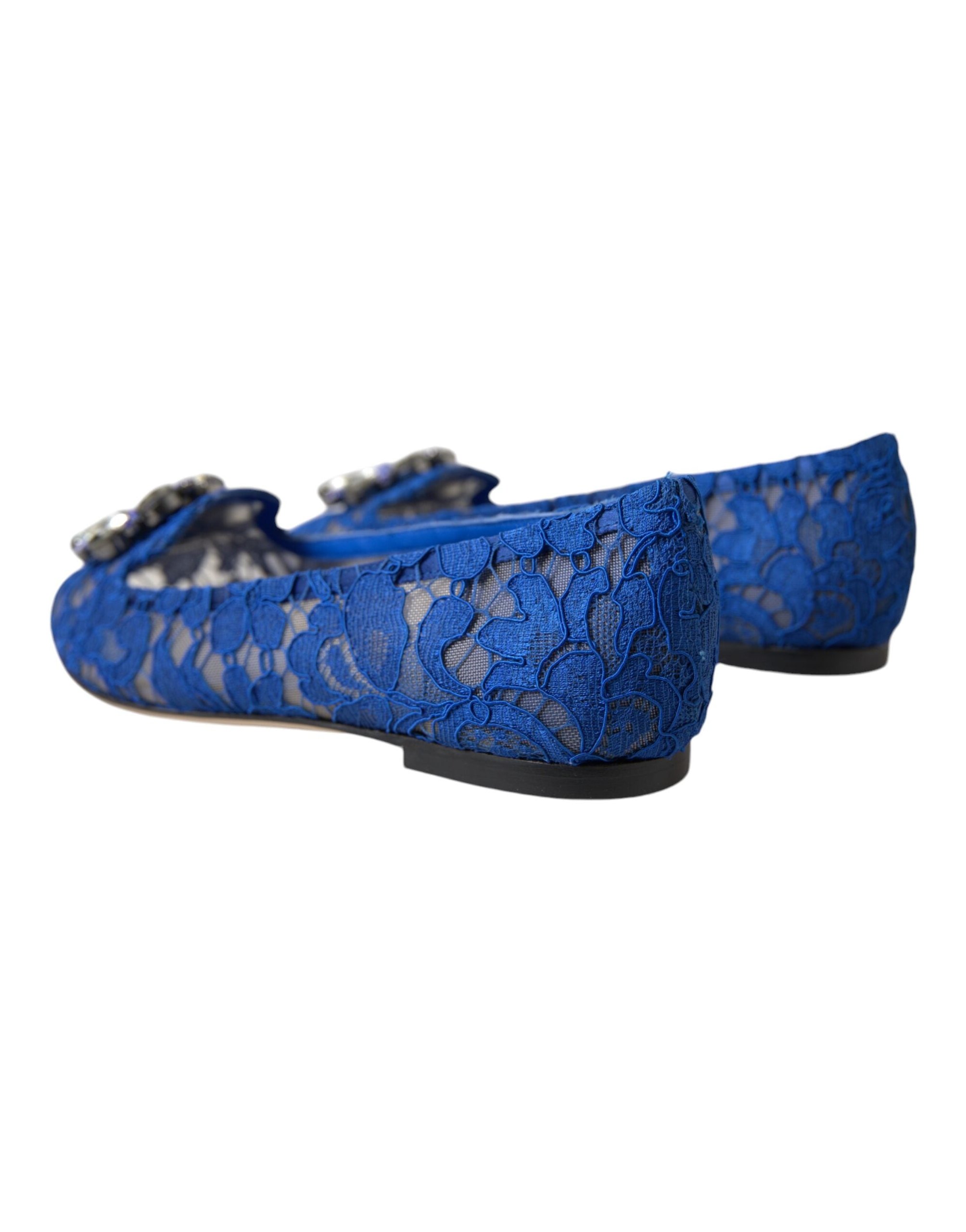 Dolce & Gabbana Lace Crystal-Embellished Flat — Blue, view 3