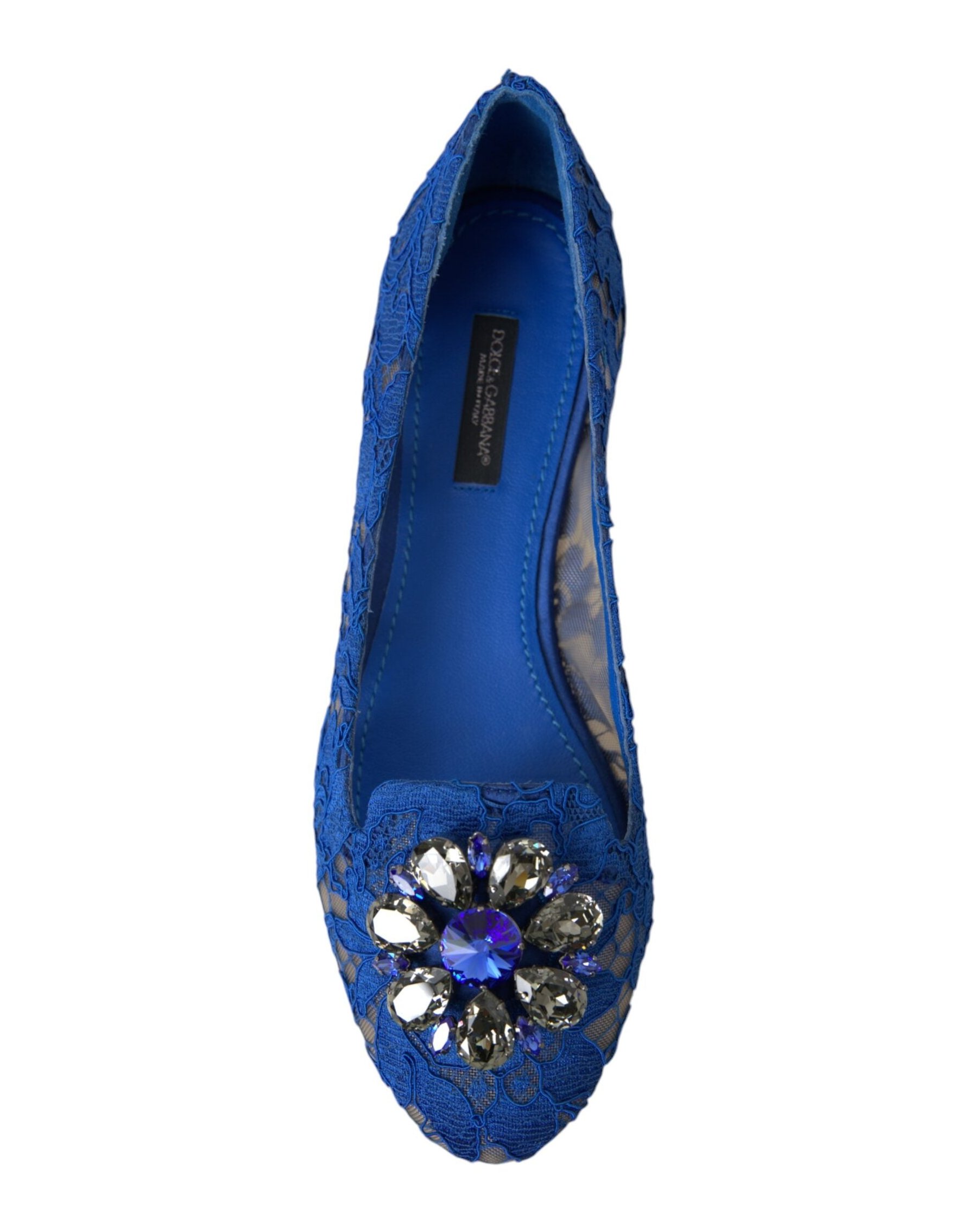 Dolce & Gabbana Lace Crystal-Embellished Flat — Blue, view 5