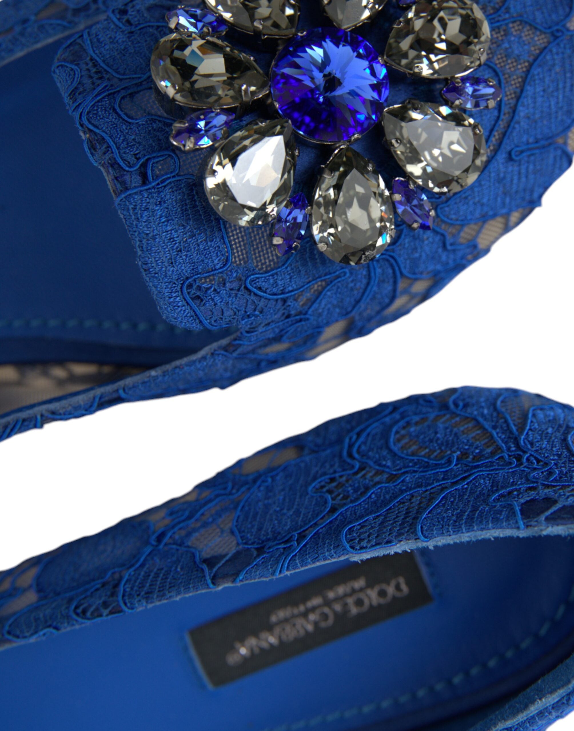 Dolce & Gabbana Lace Crystal-Embellished Flat — Blue, view 6
