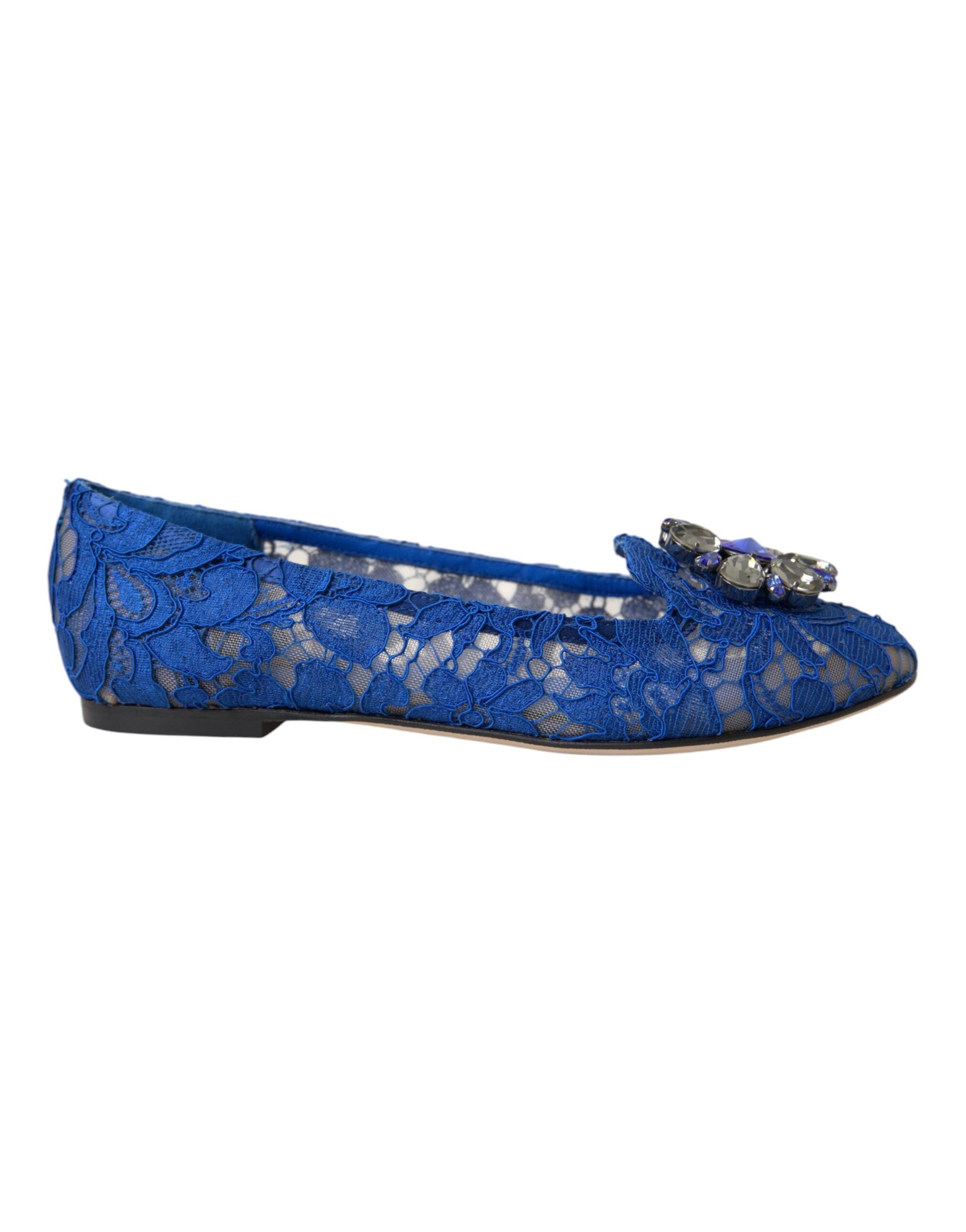 Dolce & Gabbana Lace Crystal-Embellished Flat — Blue, view 8
