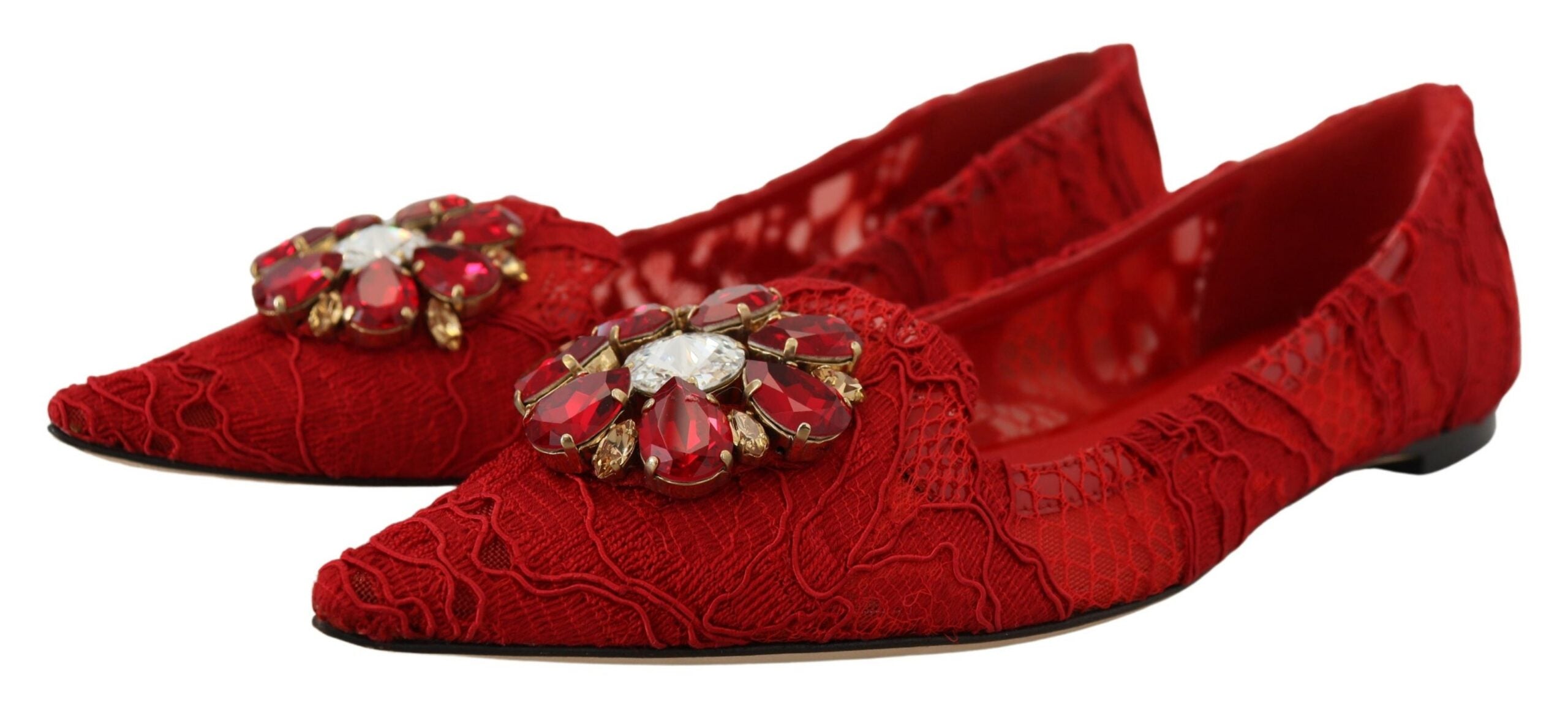 Dolce & Gabbana Crystal-Embellished Flat — Red, view 4