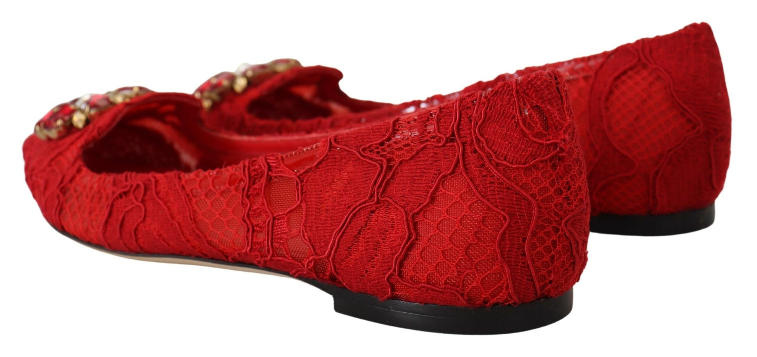 Dolce & Gabbana Crystal-Embellished Flat — Red, view 5