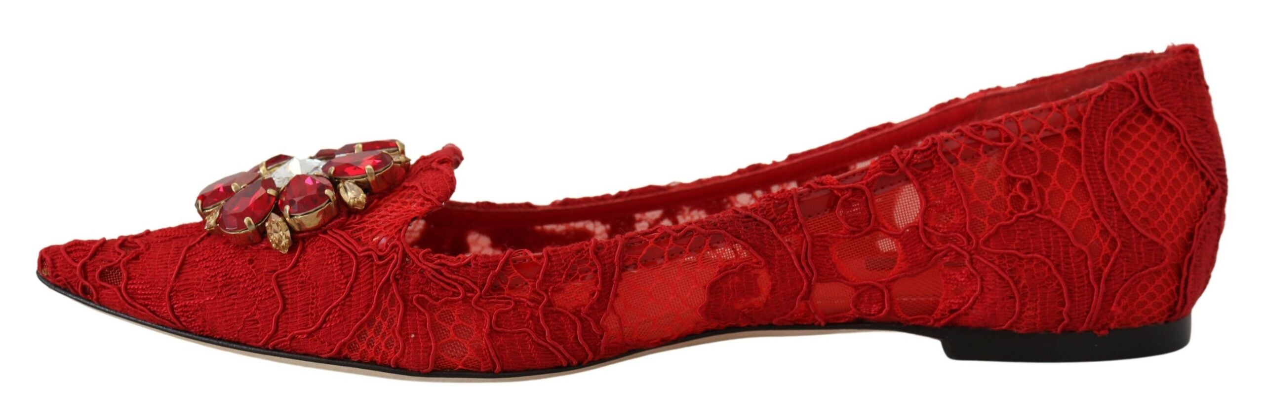 Dolce & Gabbana Crystal-Embellished Flat — Red, view 6