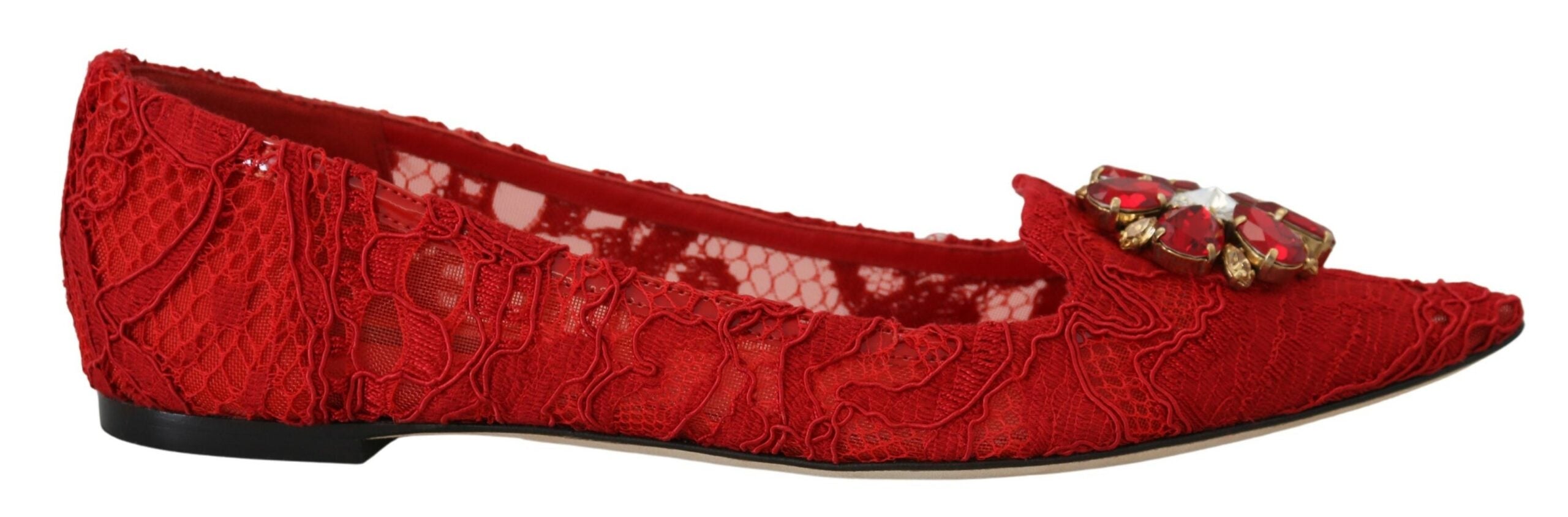Dolce & Gabbana Crystal-Embellished Flat — Red, view 8