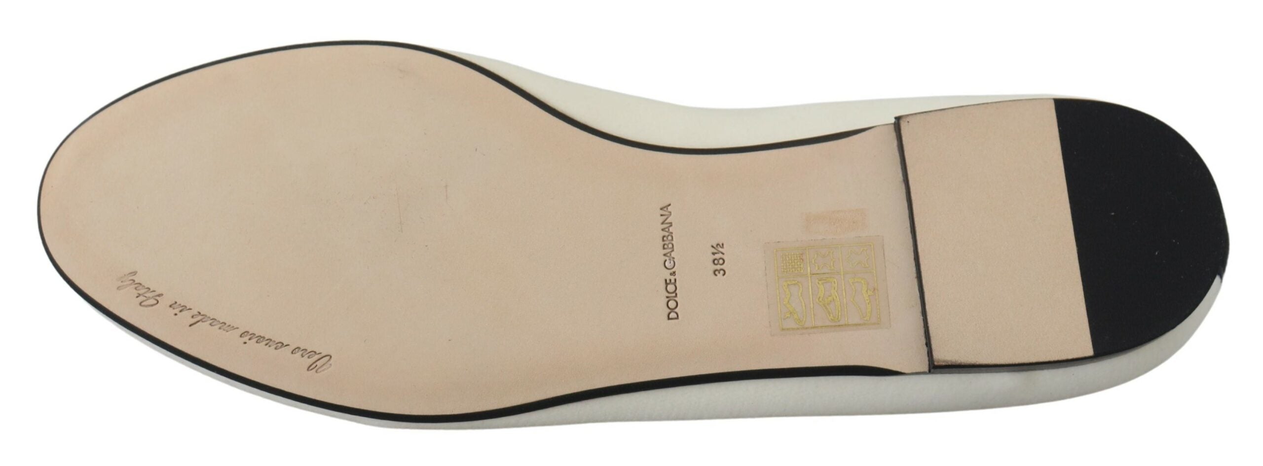 Dolce & Gabbana Gold Devotion Heart Velvet Flat — White, view 7