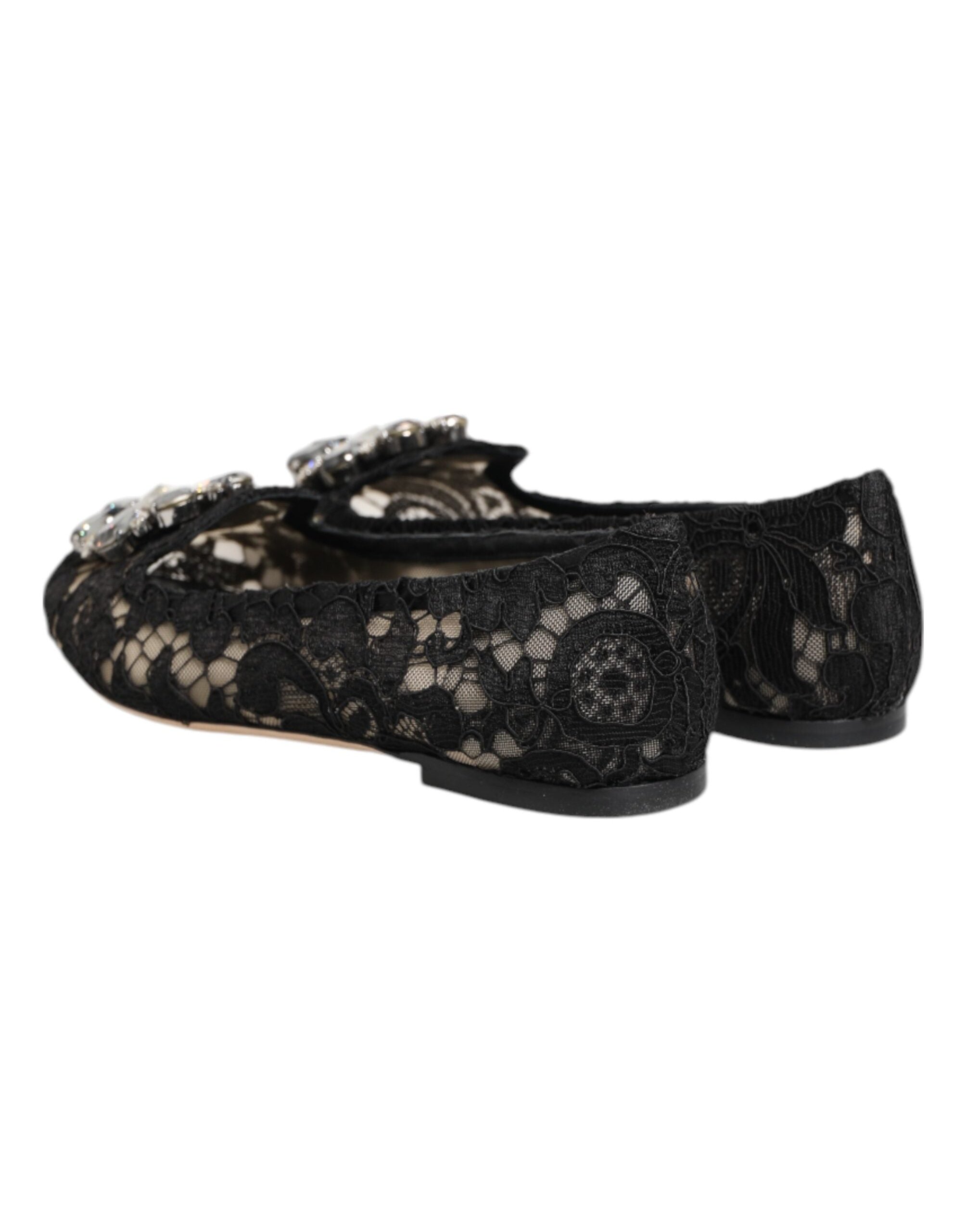 Dolce & Gabbana Taormina Lace Flat — Black, view 8