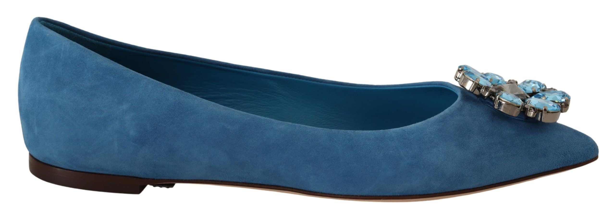 Dolce & Gabbana Crystal-Embellished Suede Flat — Blue, view 3