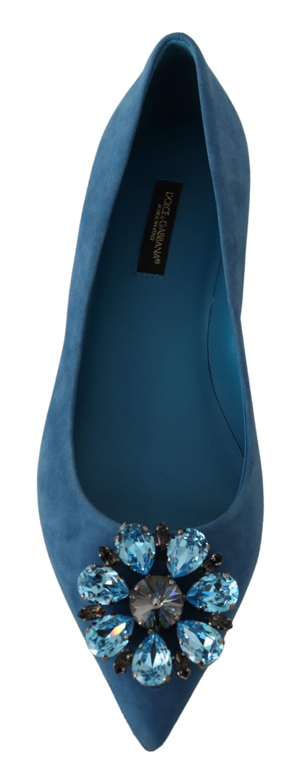 Dolce & Gabbana Crystal-Embellished Suede Flat — Blue, view 5
