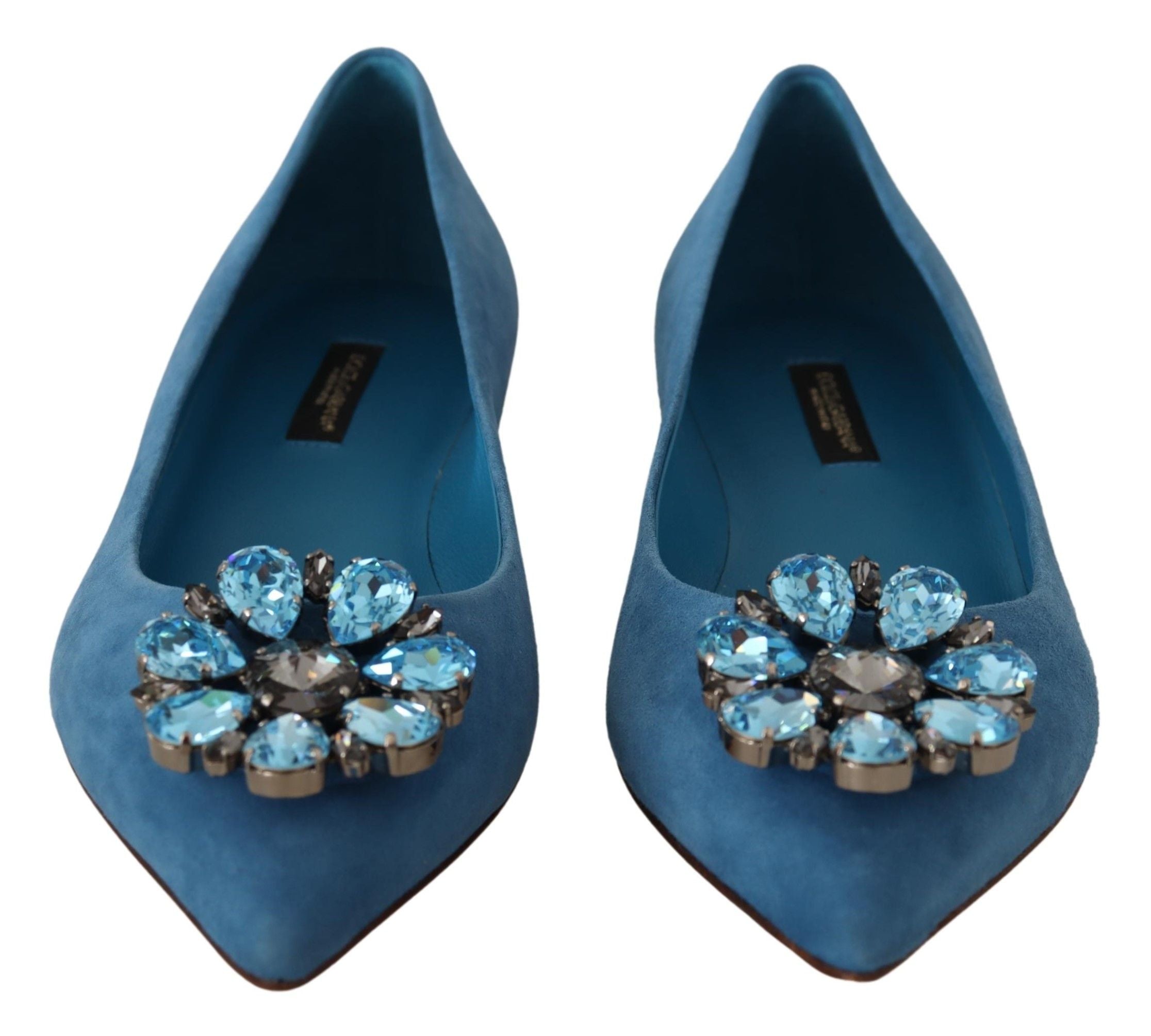 Dolce & Gabbana Crystal-Embellished Suede Flat — Blue, view 6