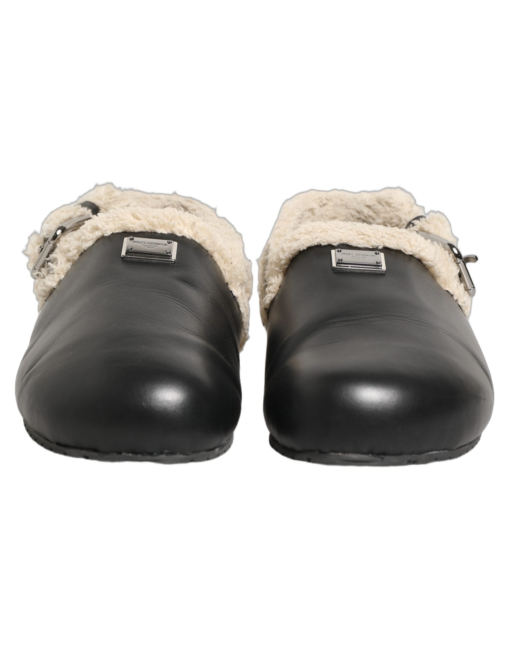 Dolce & Gabbana Faux Fur Shearling Slipper — Black, view 2