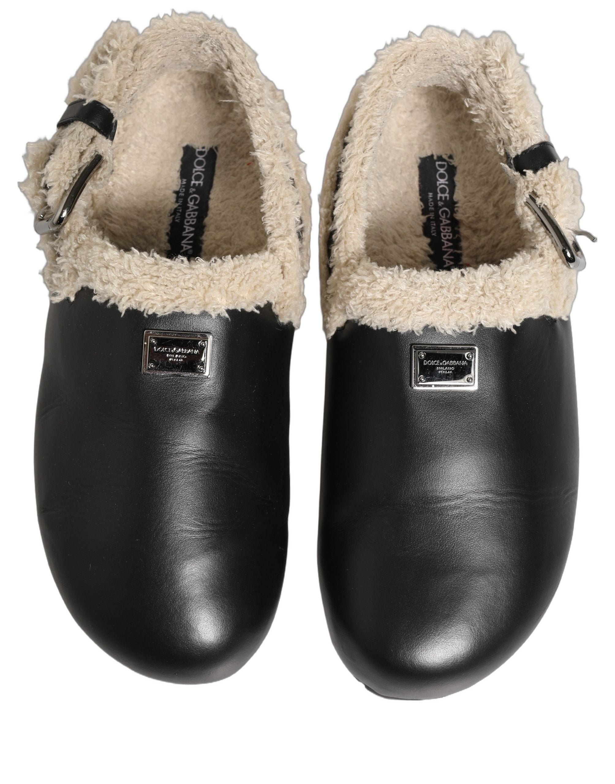 Dolce & Gabbana Faux Fur Shearling Slipper — Black, view 3