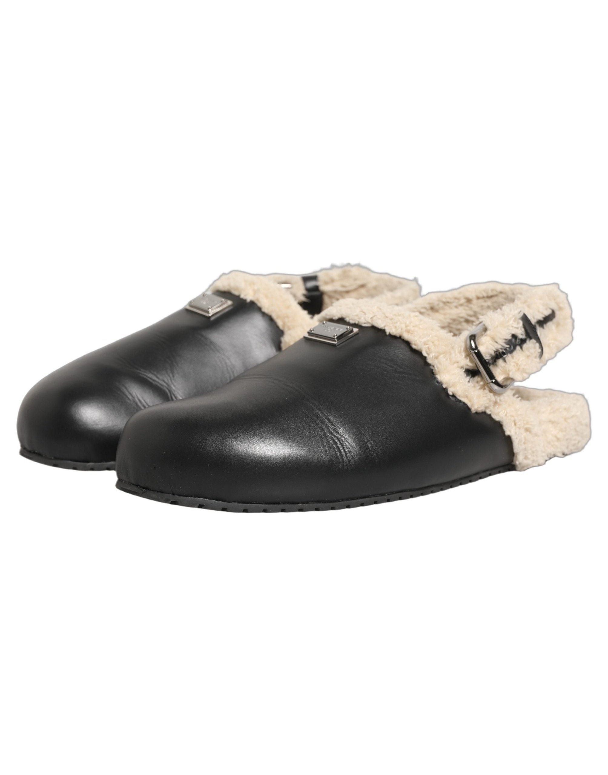 Dolce & Gabbana Faux Fur Shearling Slipper — Black, view 4