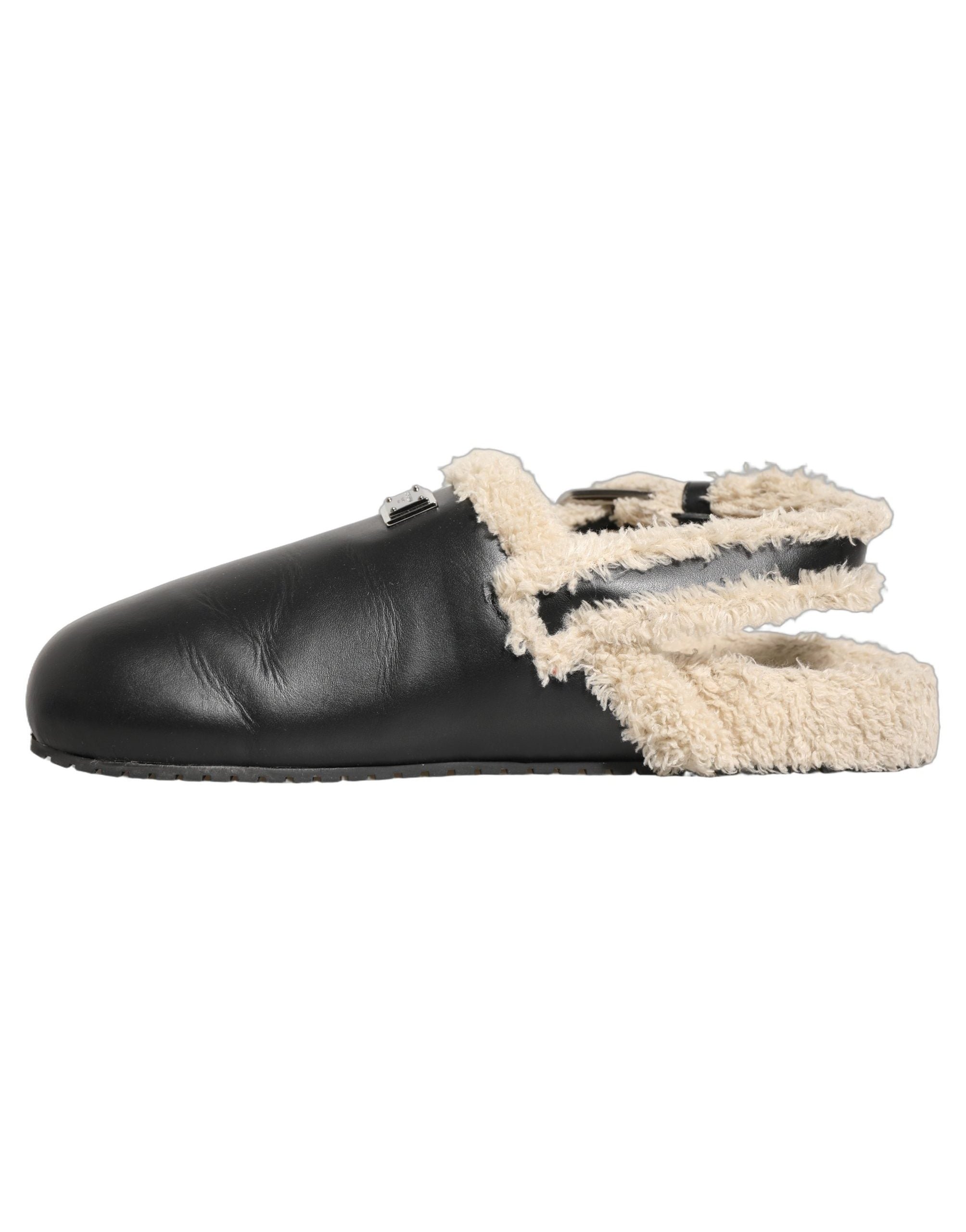 Dolce & Gabbana Faux Fur Shearling Slipper — Black, view 6