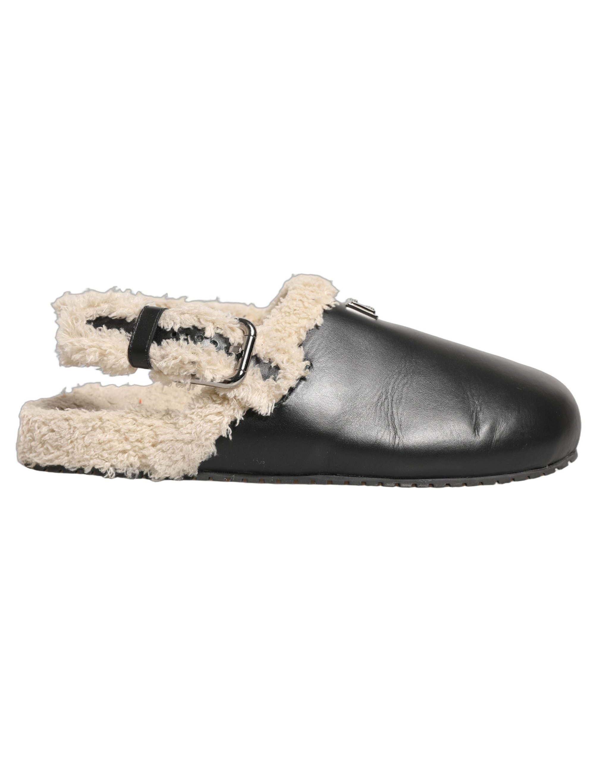 Dolce & Gabbana Faux Fur Shearling Slipper — Black, view 8