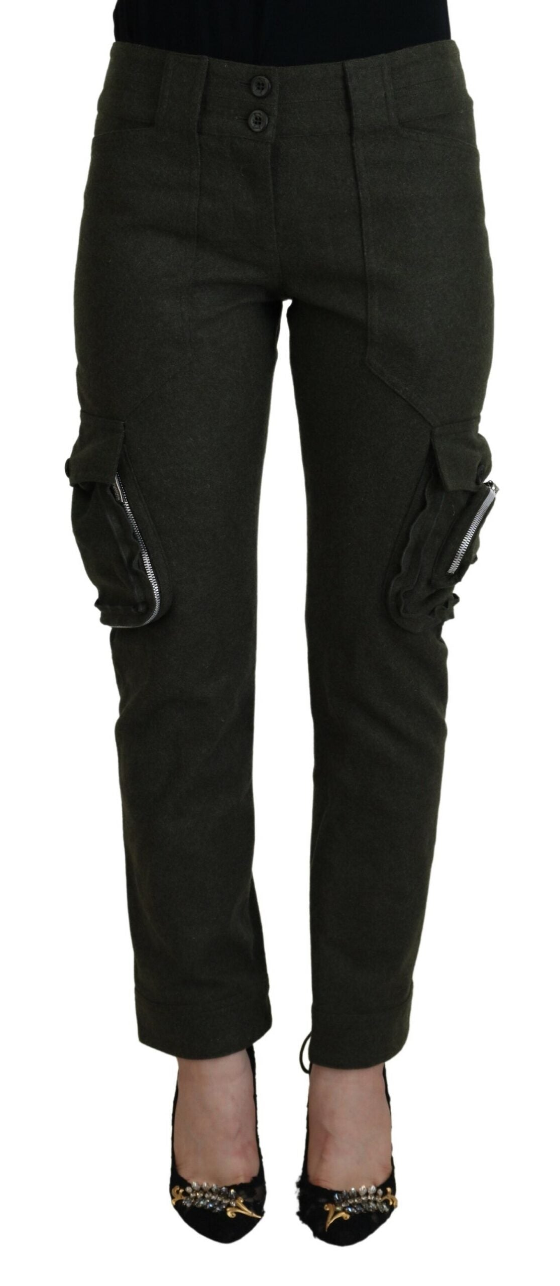 Ermanno Scervino Lace-Up Leg Cargo Cargo Pants — Green by Ermanno Scervino