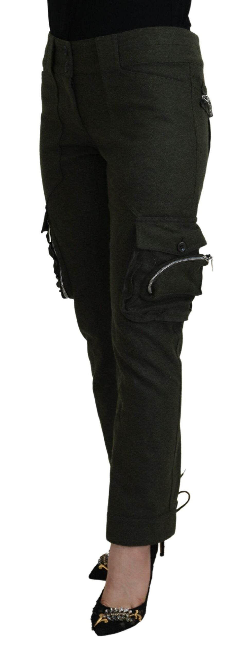 Ermanno Scervino Lace-Up Leg Cargo Cargo Pants — Green, view 2