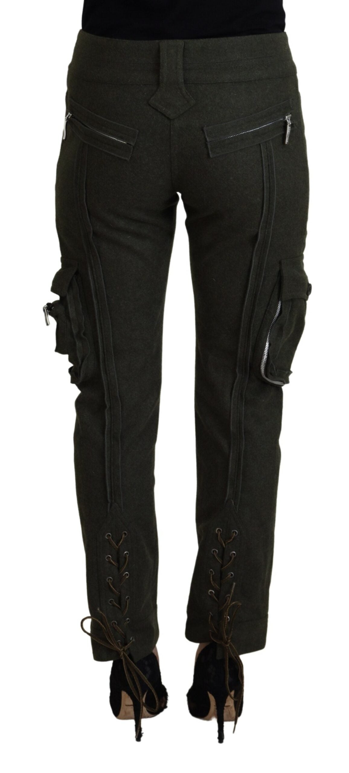 Ermanno Scervino Lace-Up Leg Cargo Cargo Pants — Green, view 3