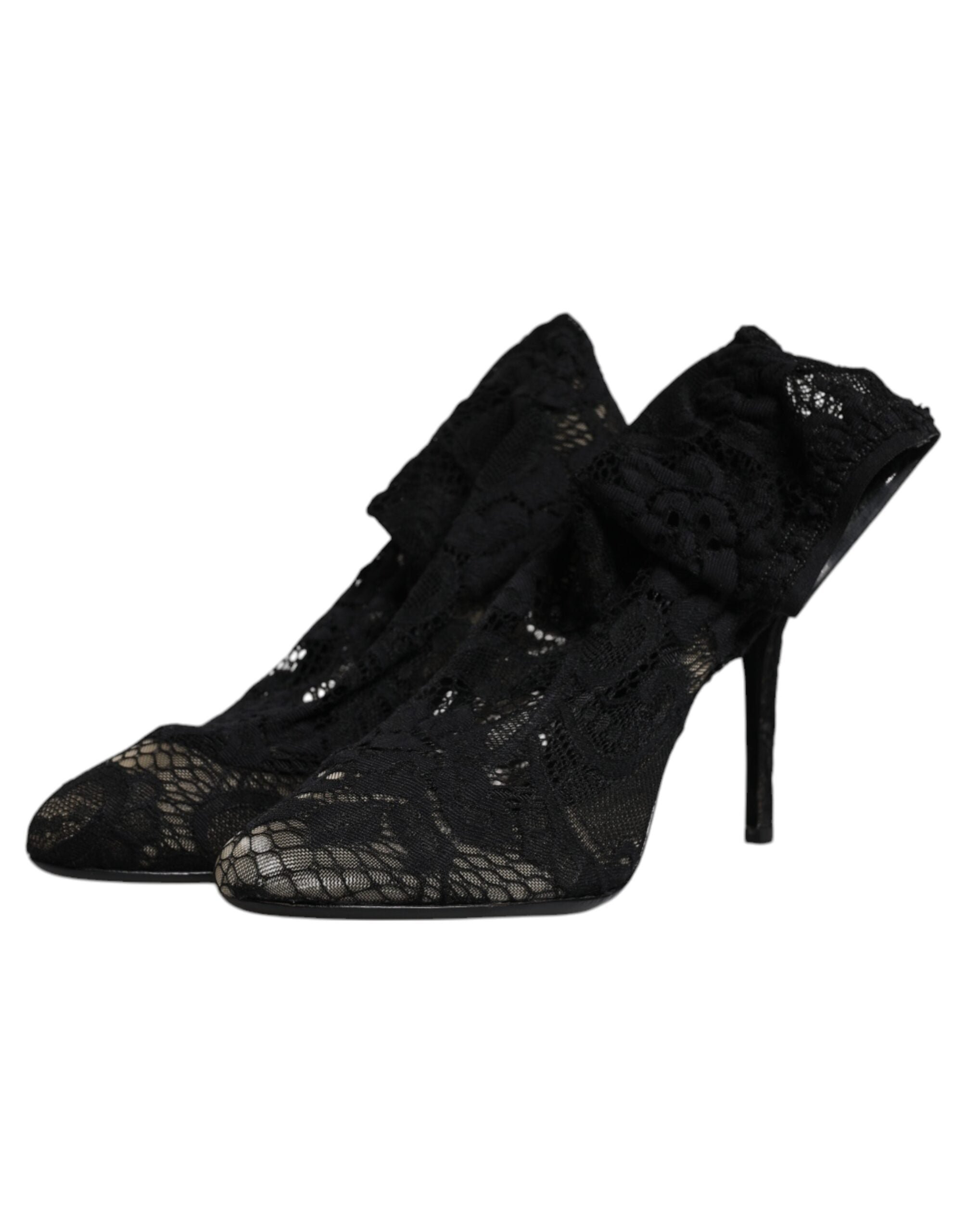 Dolce & Gabbana Lace Stretch Boot — Black, view 3