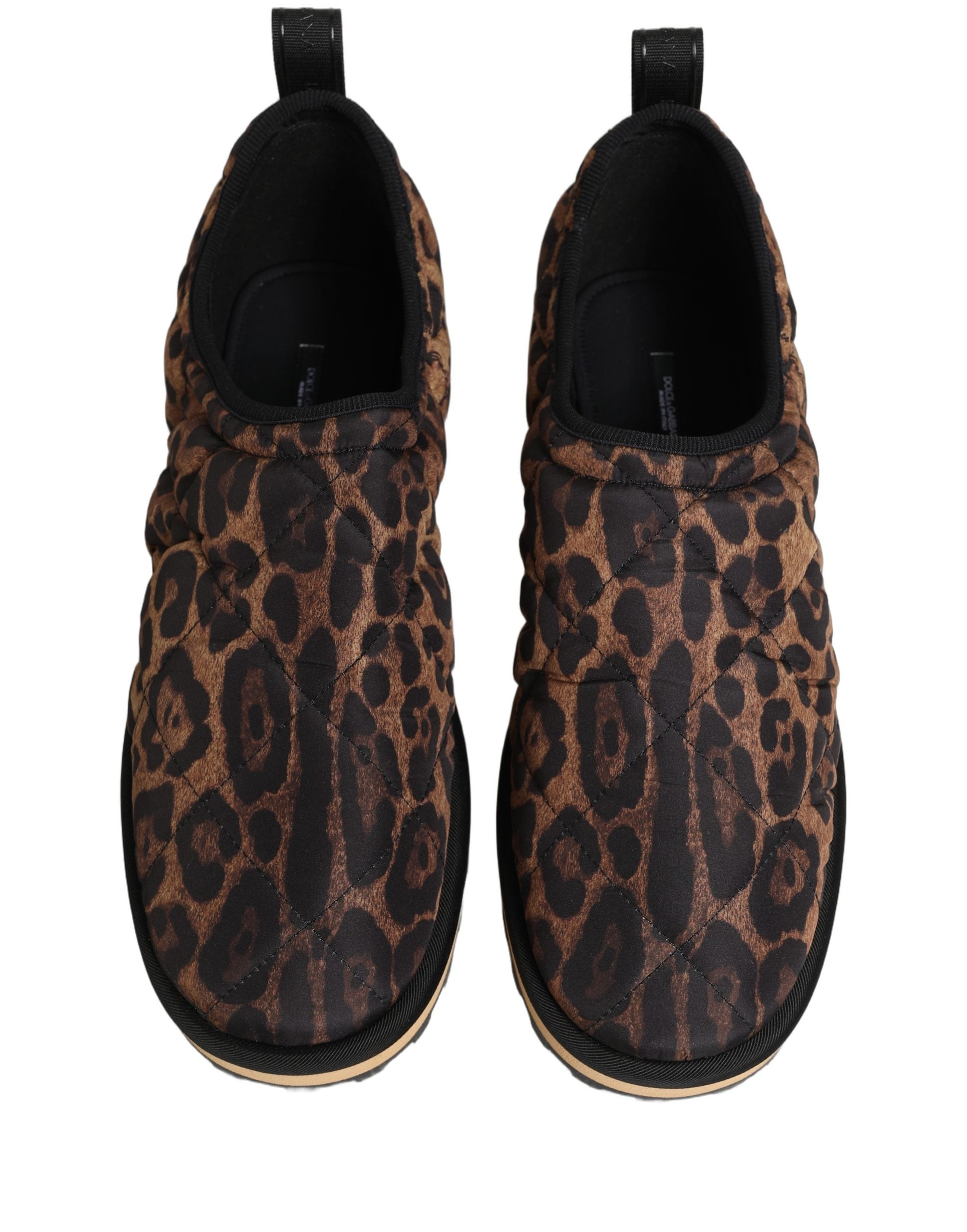 Dolce & Gabbana Leopard-Print Quilted Sneaker — Brown, view 3