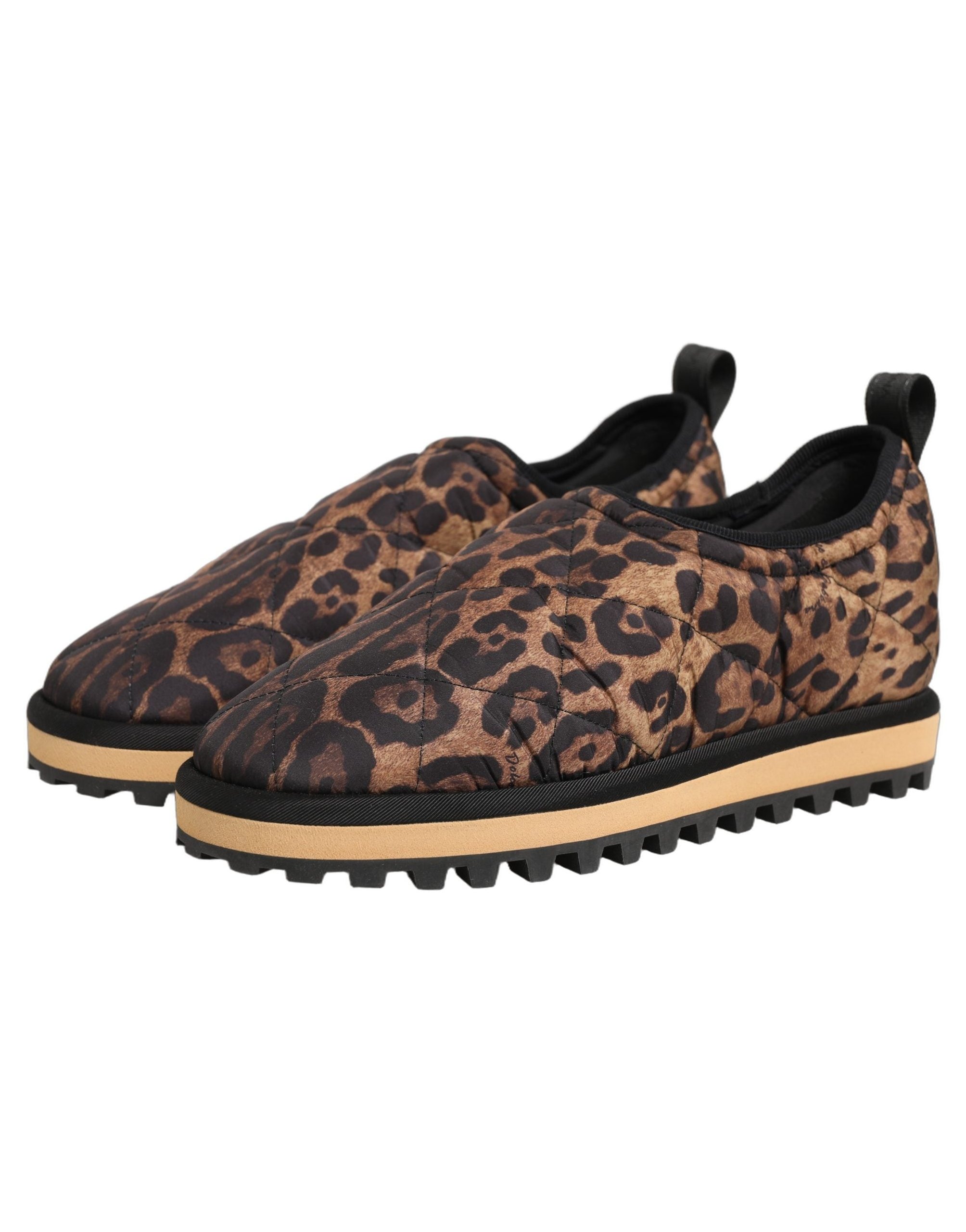 Dolce & Gabbana Leopard-Print Quilted Sneaker — Brown, view 4