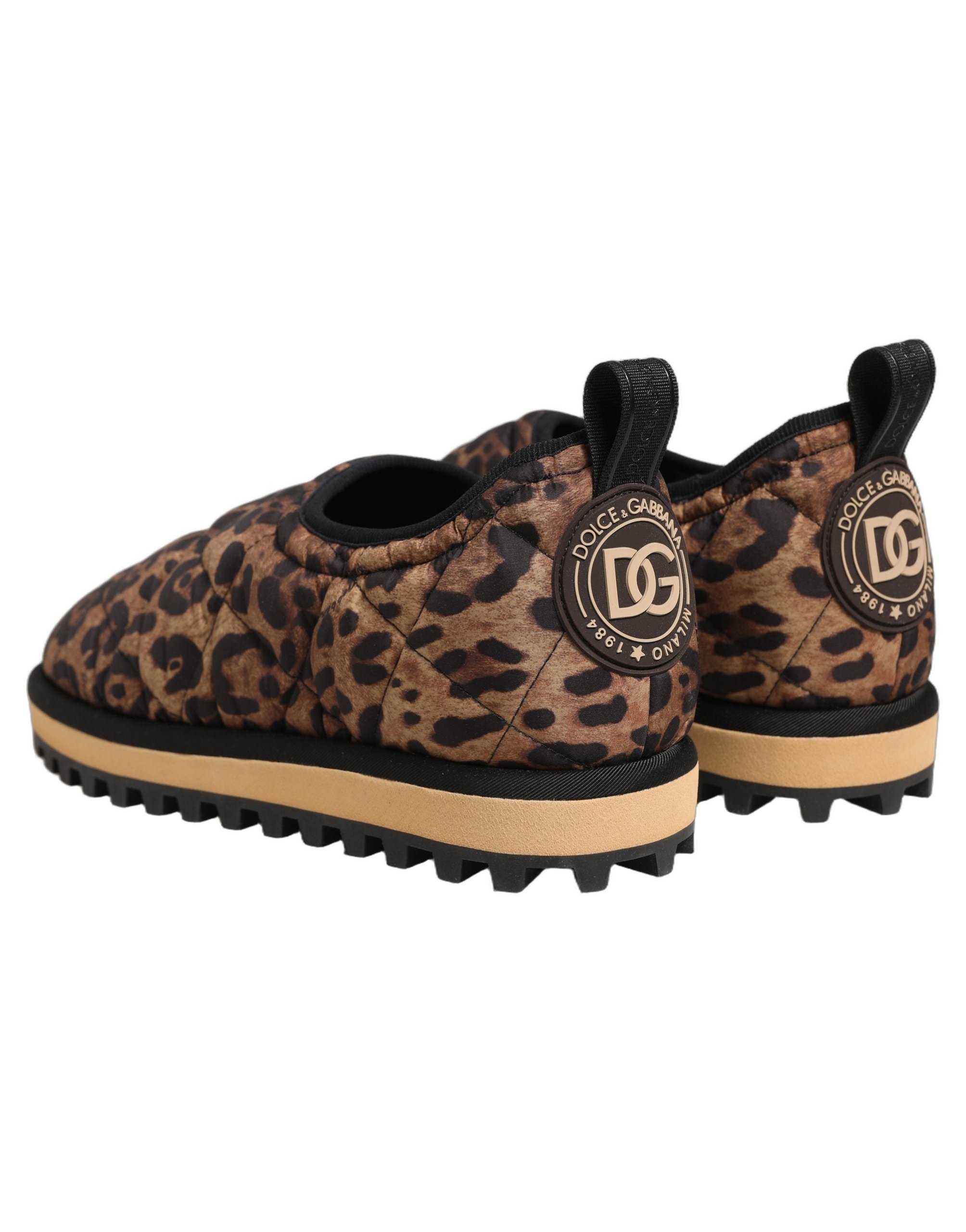 Dolce & Gabbana Leopard-Print Quilted Sneaker — Brown, view 5