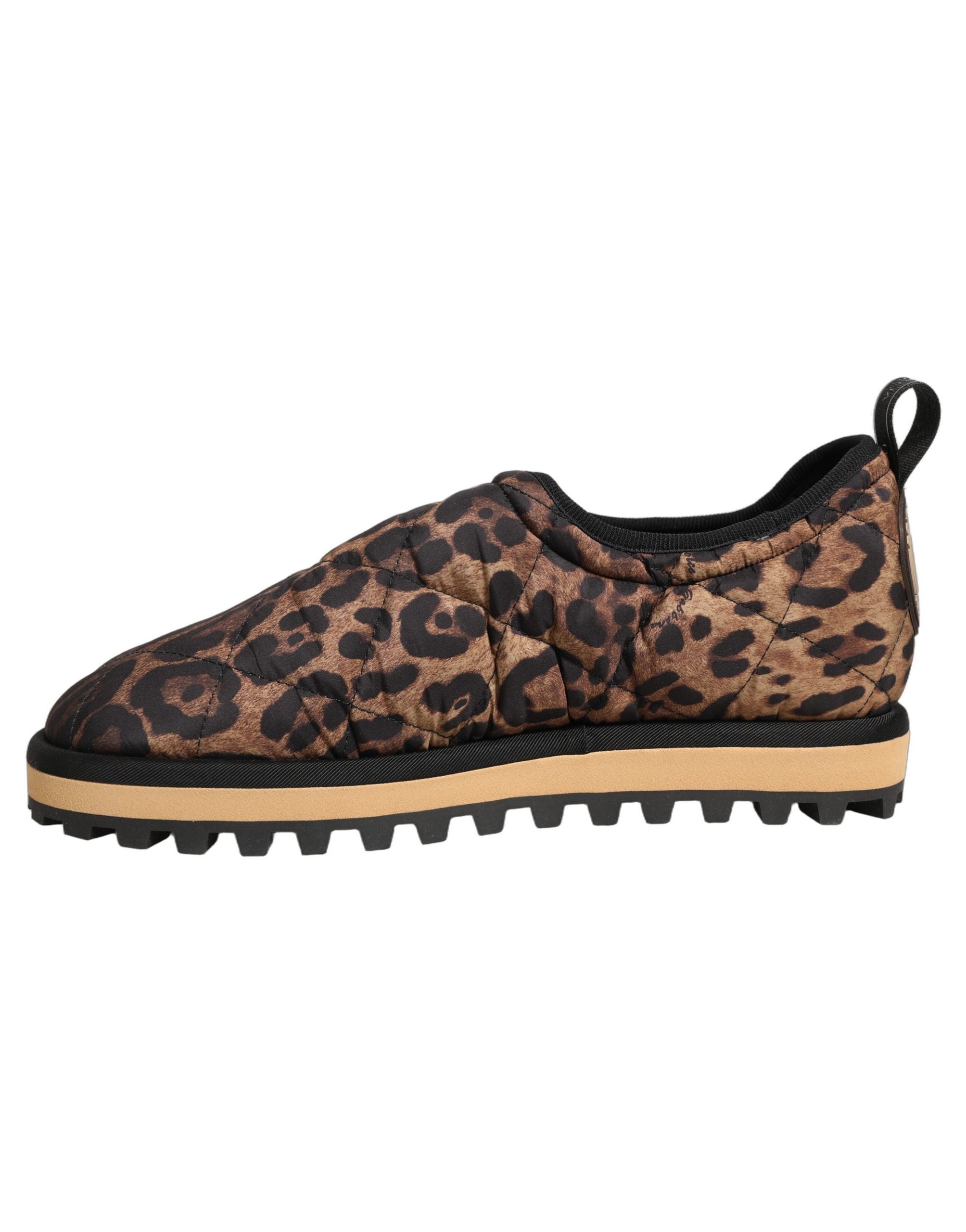Dolce & Gabbana Leopard-Print Quilted Sneaker — Brown, view 6