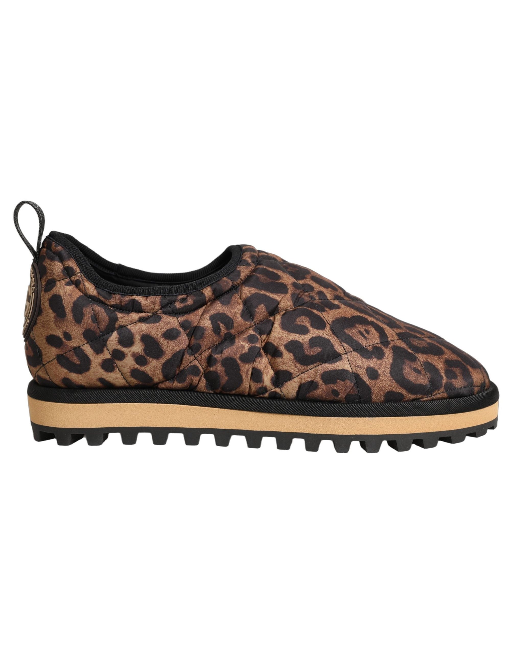Dolce & Gabbana Leopard-Print Quilted Sneaker — Brown, view 7
