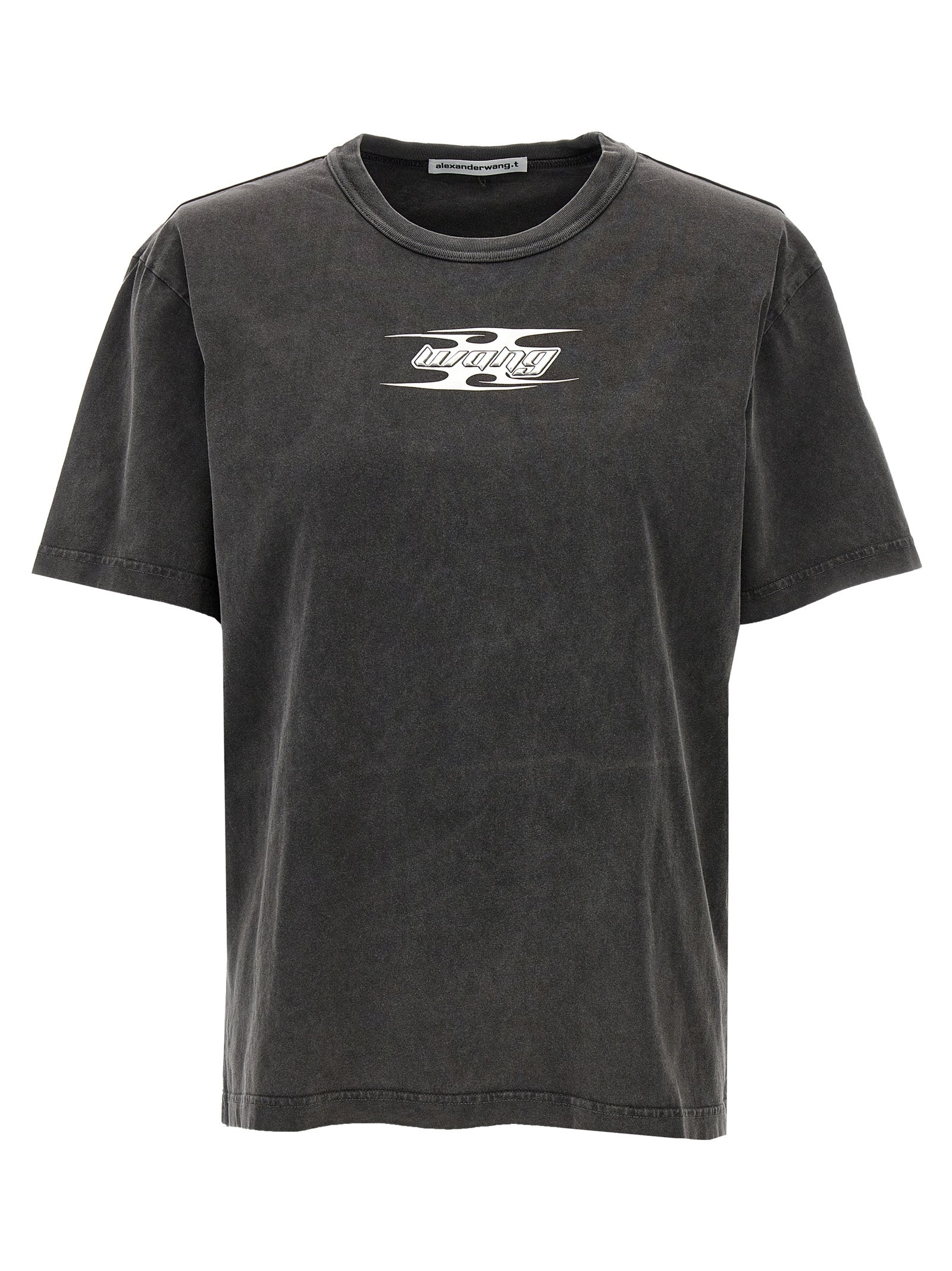 T By Alexander Wang Logo-Embossed Cotton T-Shirt — Gray by T By Alexander Wang
