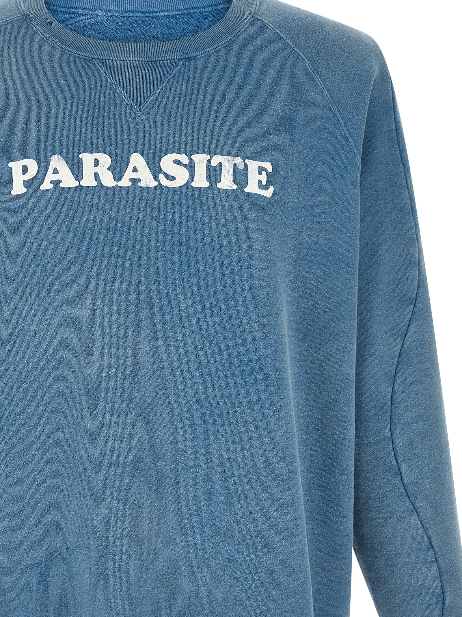 Undercover Logo-Print Gauze Délavé Cotton Sweatshirt — Blue, view 3