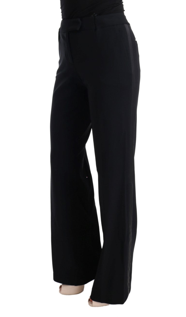 Ermanno Scervino Viscose Bootcut Trousers — Black, view 2