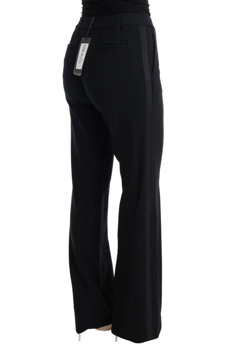 Ermanno Scervino Viscose Bootcut Trousers — Black, view 4