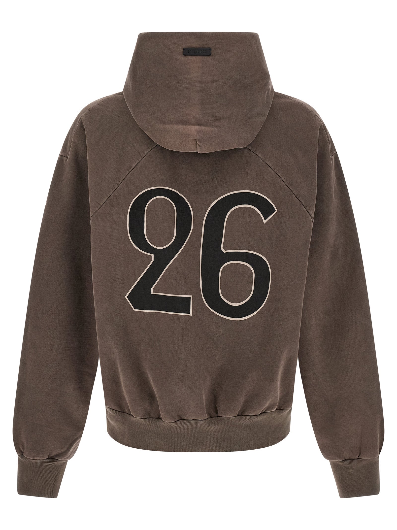Fear Of God Logo-Embroidered Cotton Hoodie — Brown, view 2