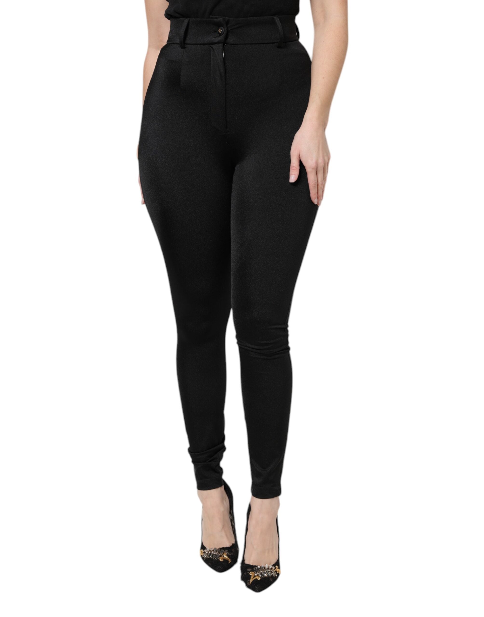 Dolce & Gabbana High-Waist Nylon Leggings — Black by Dolce Gabbana