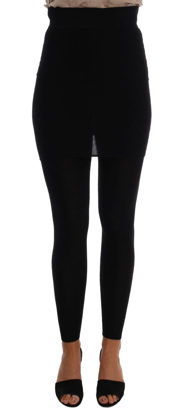 Dolce & Gabbana Cashmere Silk Stretch Leggings — Black by Dolce Gabbana
