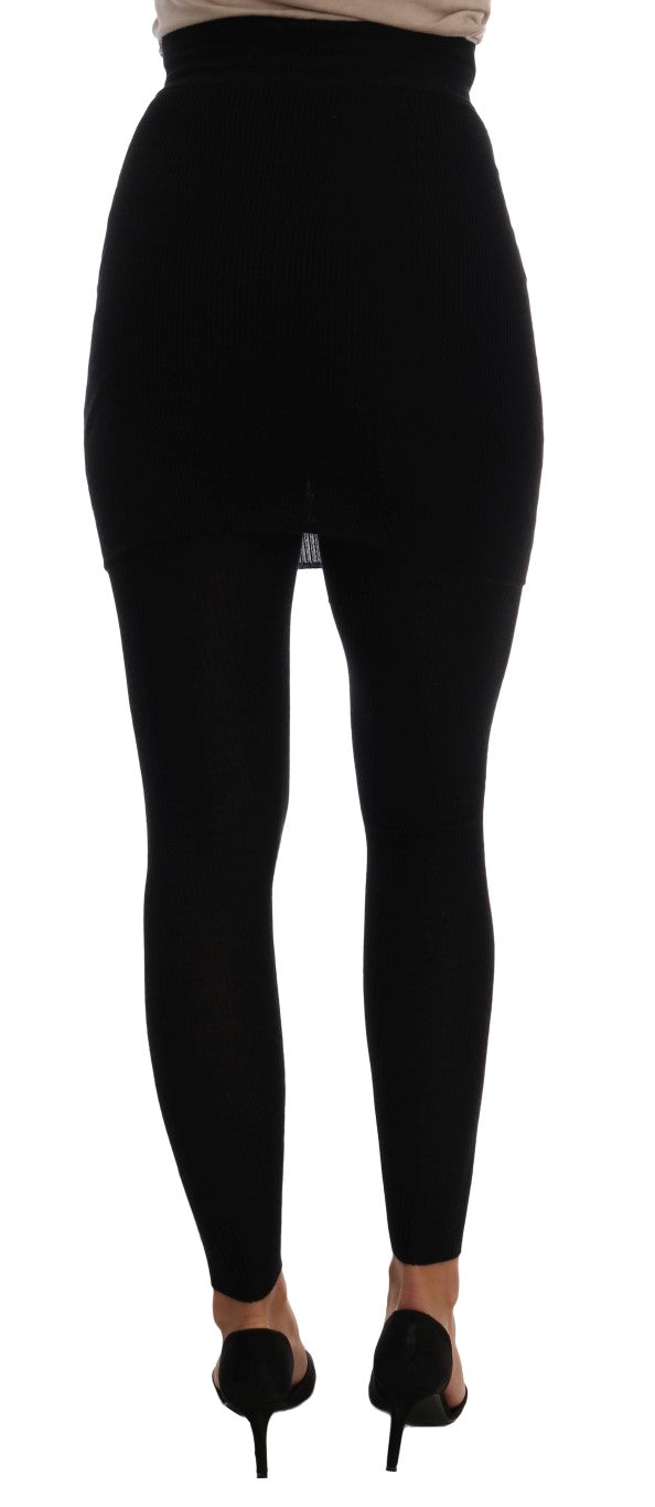 Dolce & Gabbana Cashmere Silk Stretch Leggings — Black, view 3