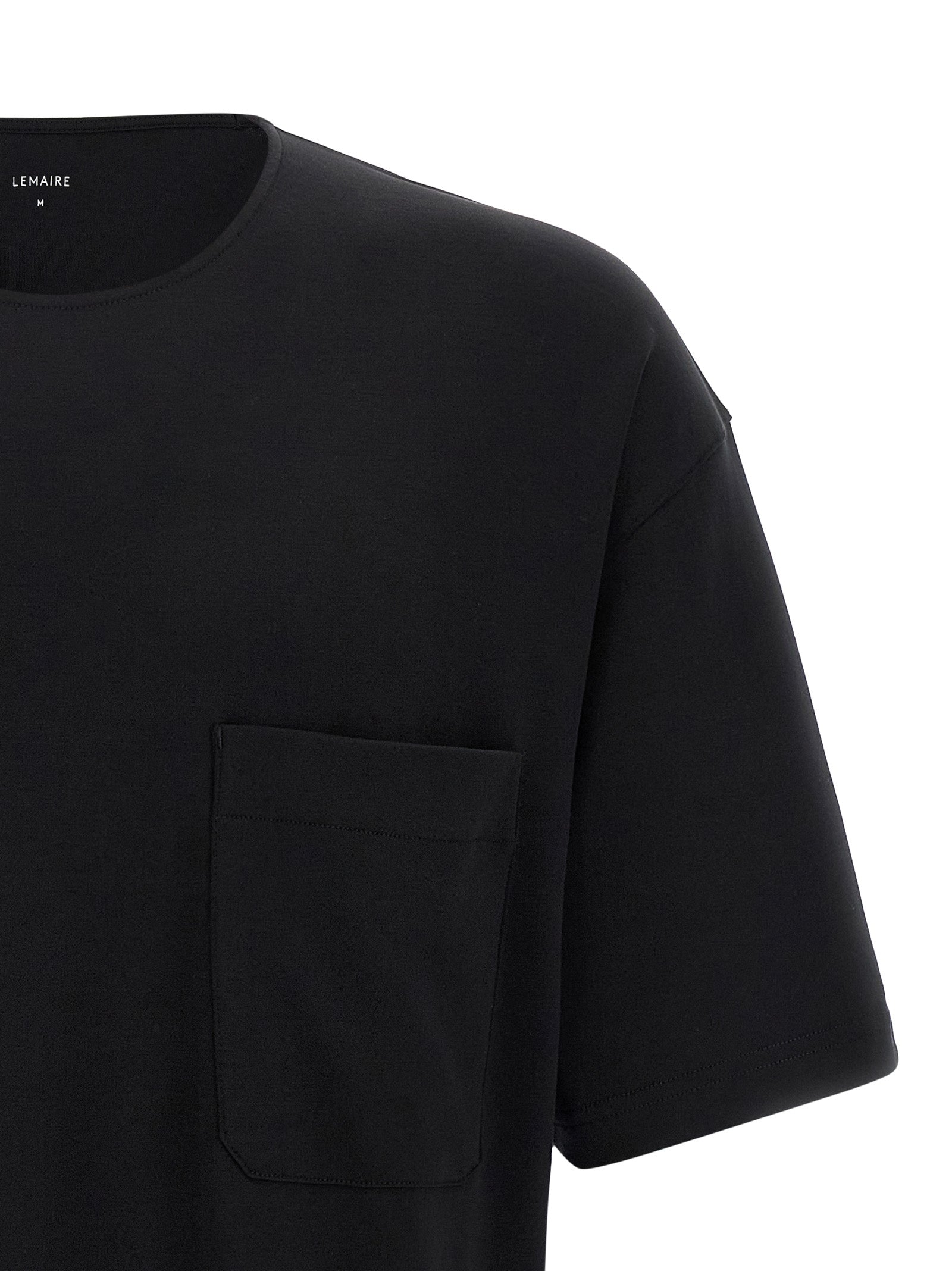 Lemaire Cotton-Silk Blend T-Shirt — Black, view 3