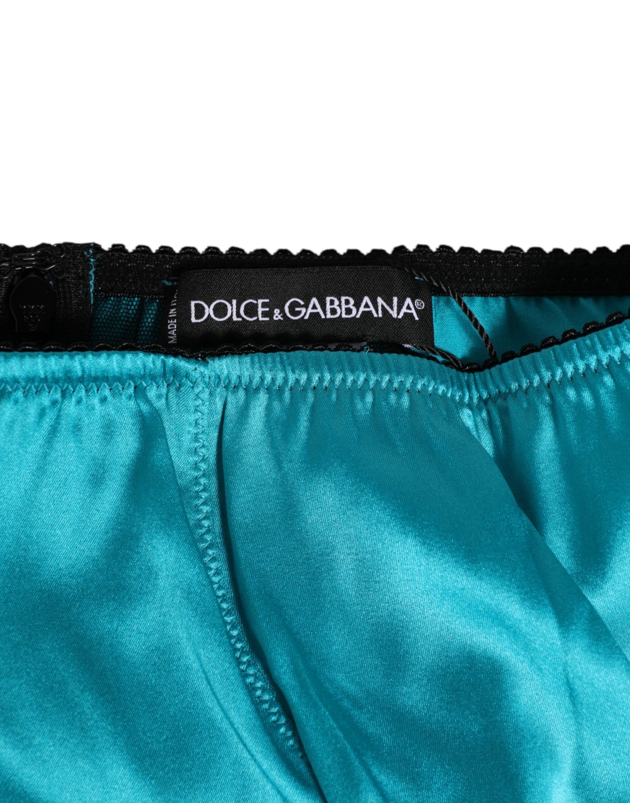 Dolce & Gabbana Satin High-Waist Brief — Green, view 3