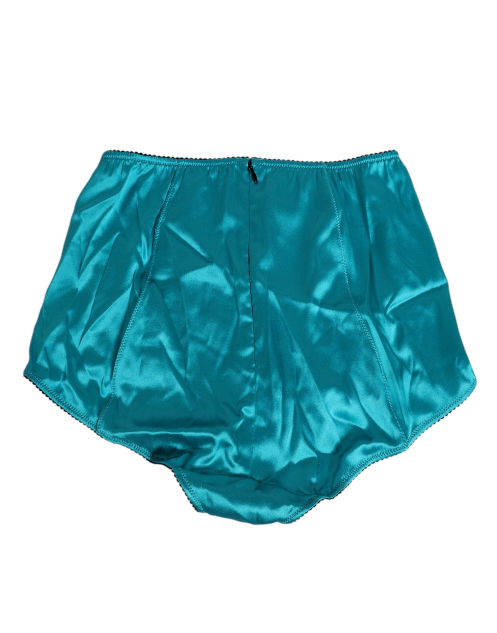 Dolce & Gabbana Satin High-Waist Brief — Green, view 4