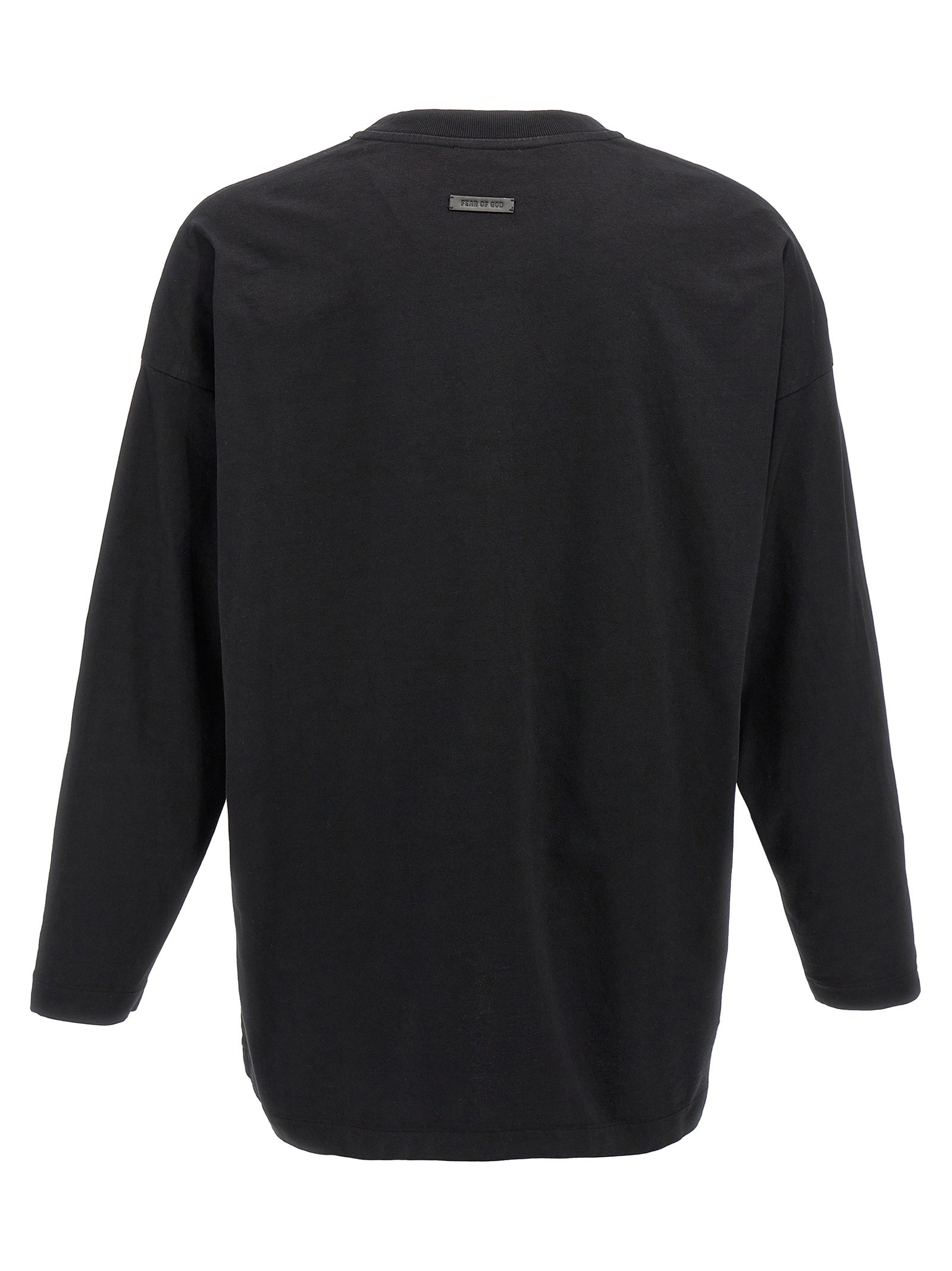 Fear Of God Tone-on-Tone Embroidered Cotton T-Shirt — Black, view 2