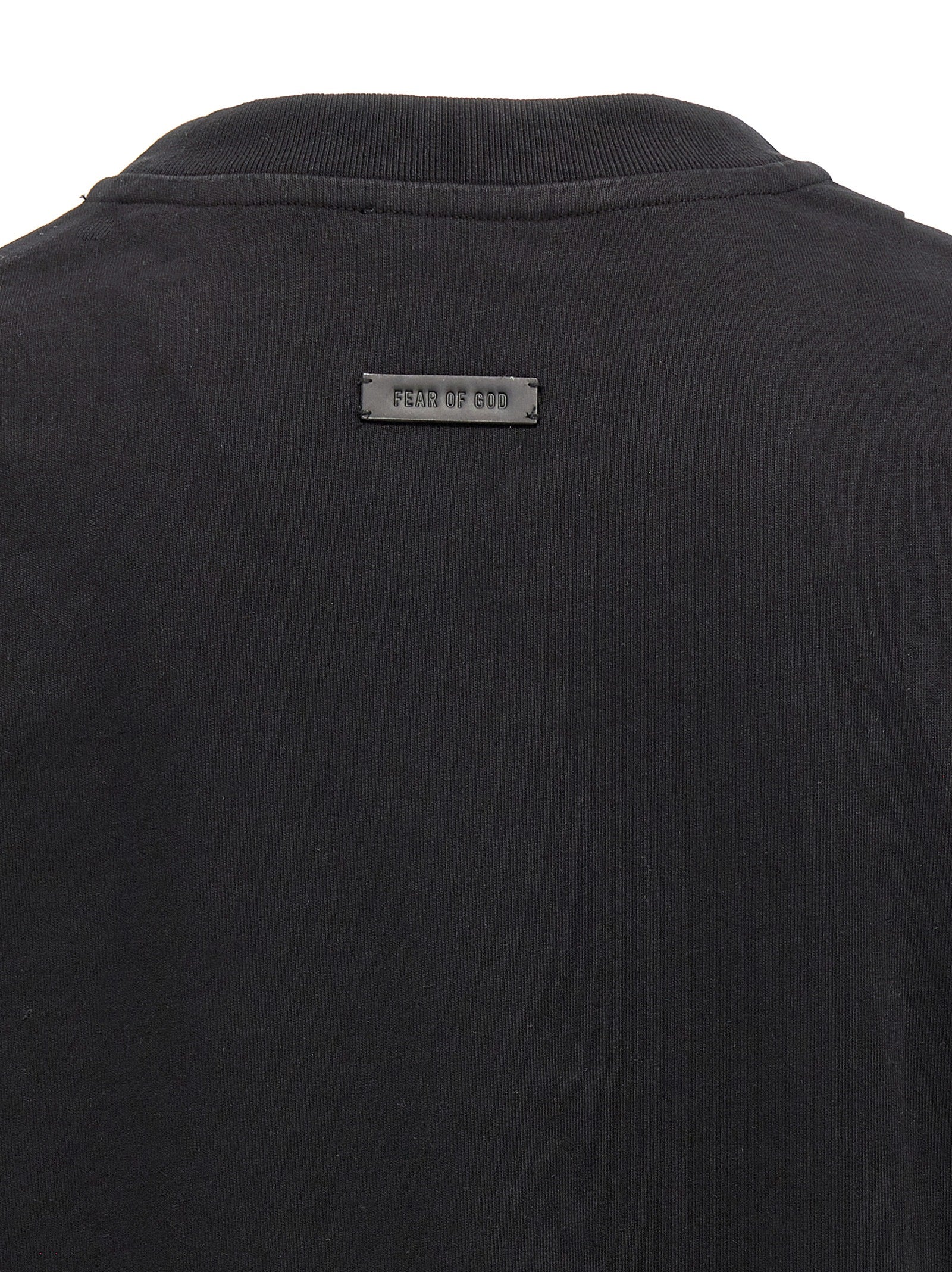 Fear Of God Tone-on-Tone Embroidered Cotton T-Shirt — Black, view 4