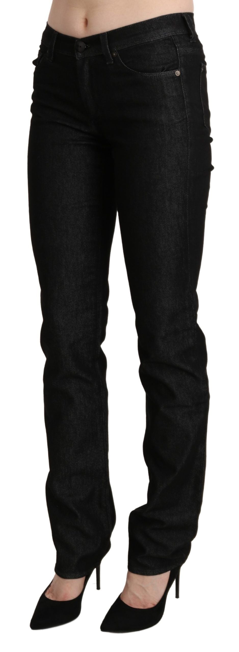 Ermanno Scervino Mid-Waist Skinny Denim Jeans — Black by Ermanno Scervino