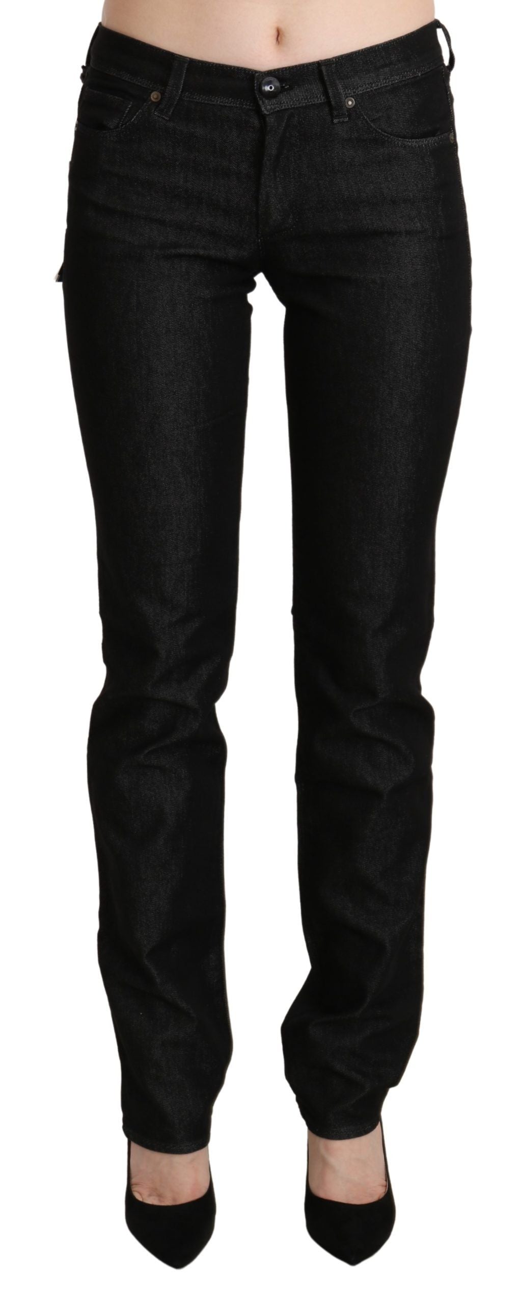 Ermanno Scervino Mid-Waist Skinny Denim Jeans — Black, view 3
