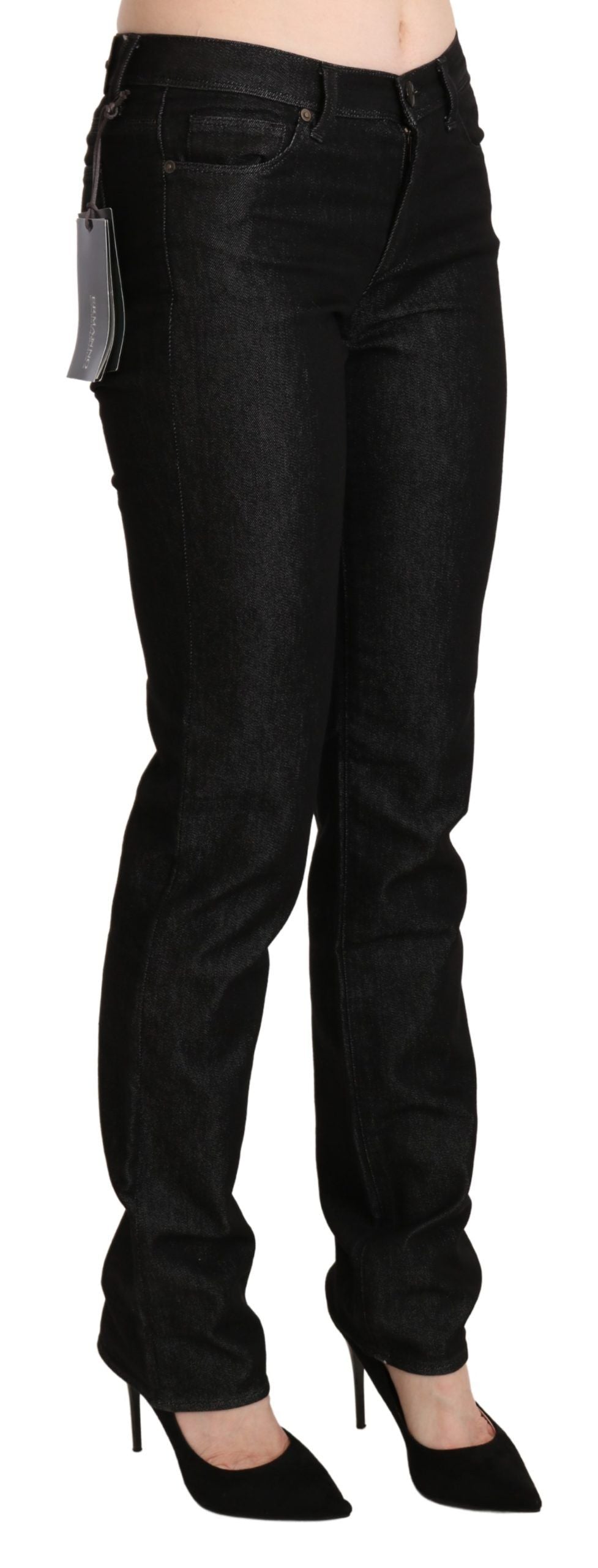 Ermanno Scervino Mid-Waist Skinny Denim Jeans — Black, view 4